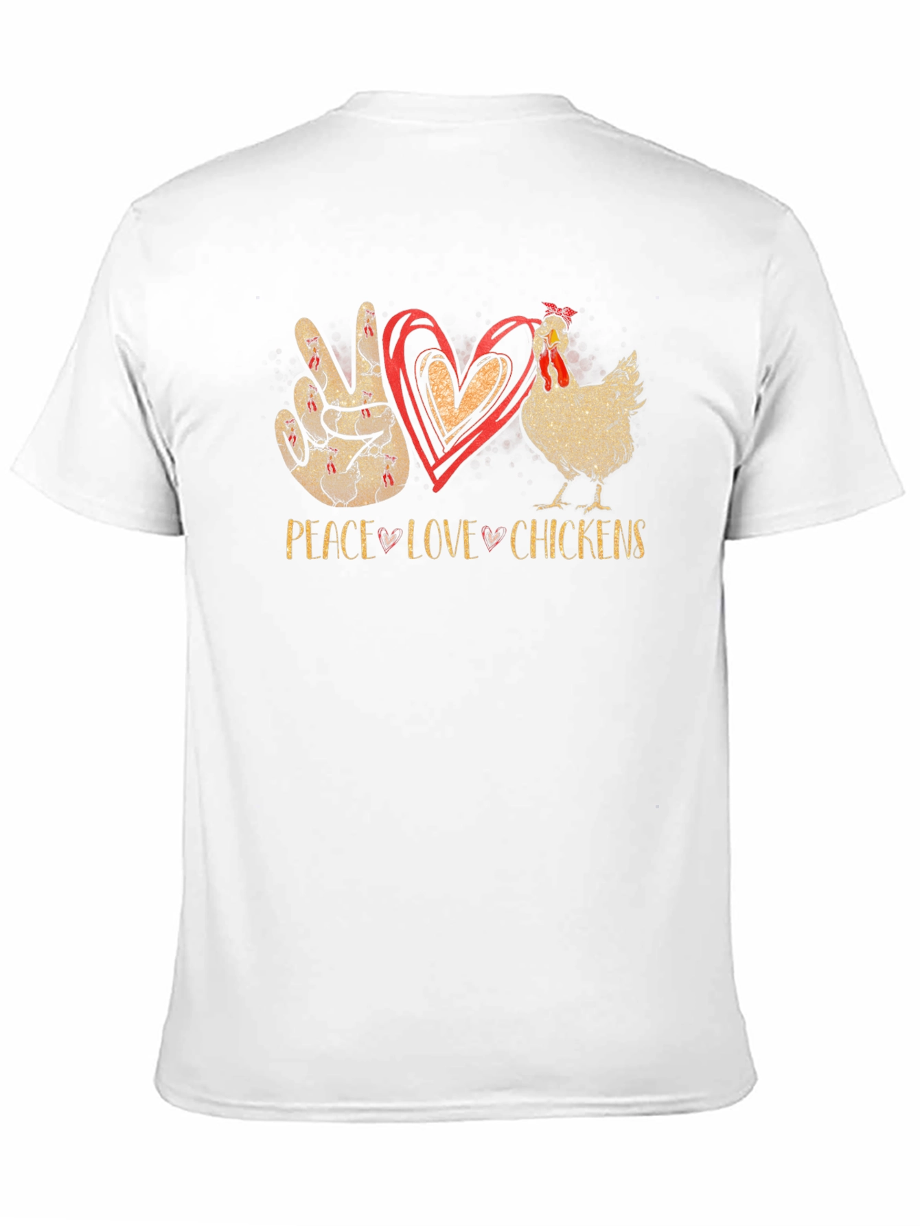 Peace Love Chickens T-Shirt Black Cotton Graphic Tee