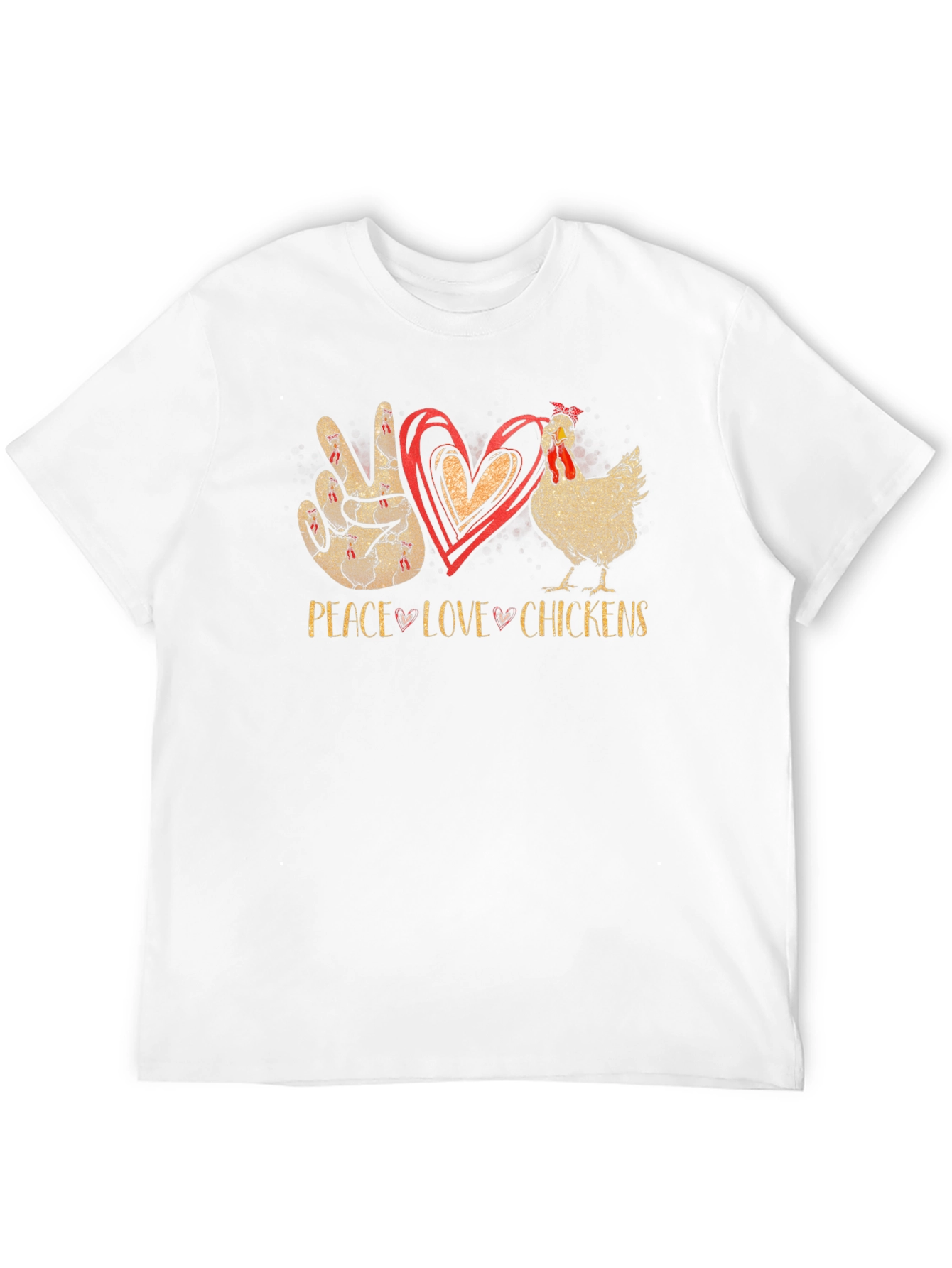 Peace Love Chickens T-Shirt Black Cotton Graphic Tee