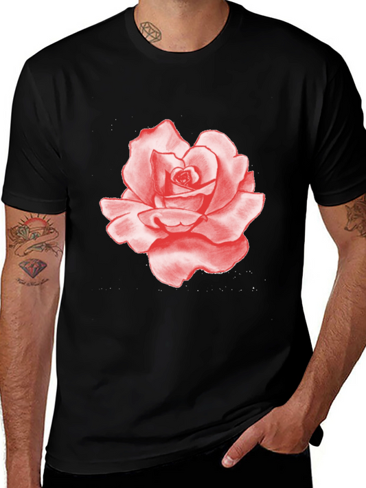 Red Rose Graphic Print Black T-Shirt