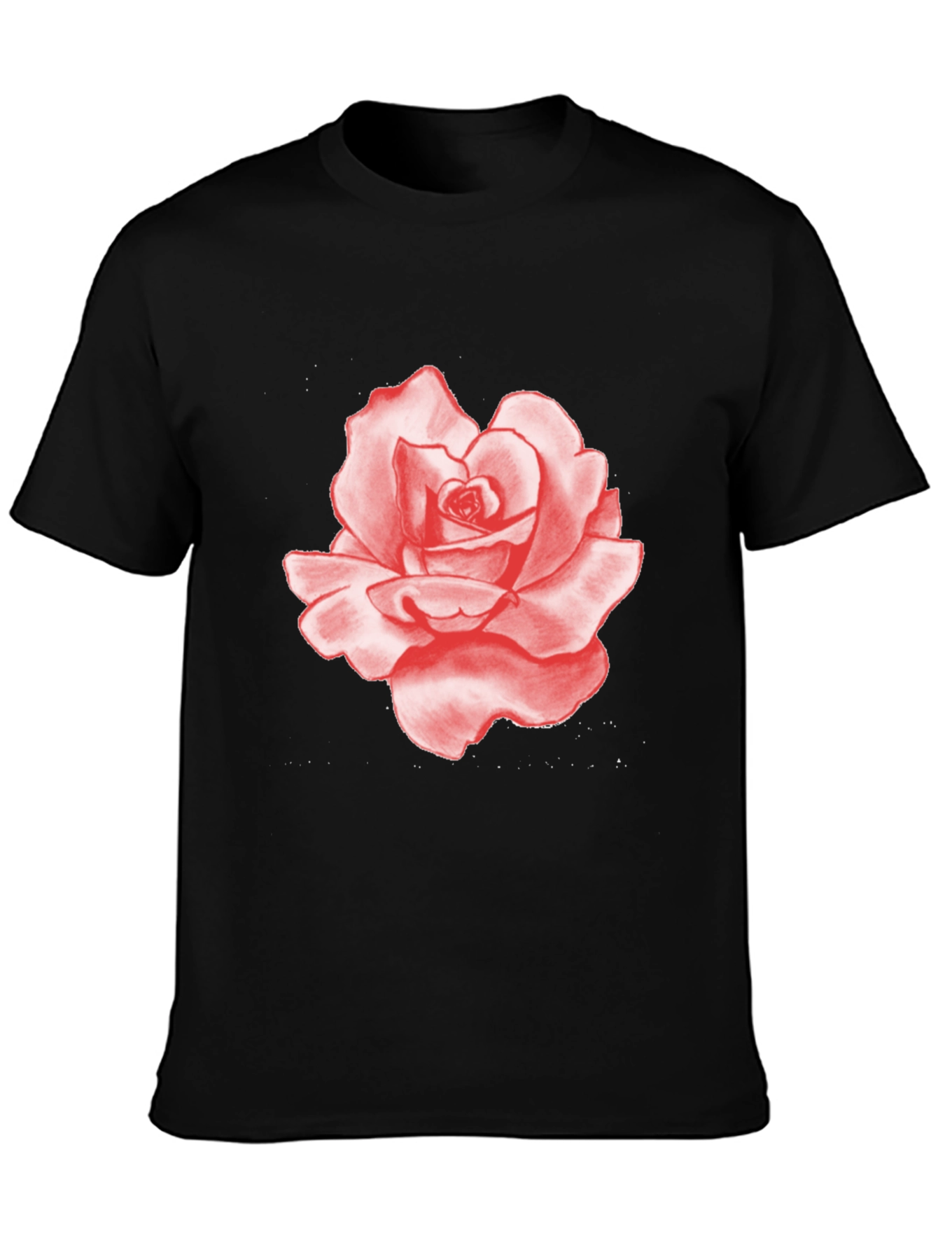 Red Rose Graphic Print Black T-Shirt