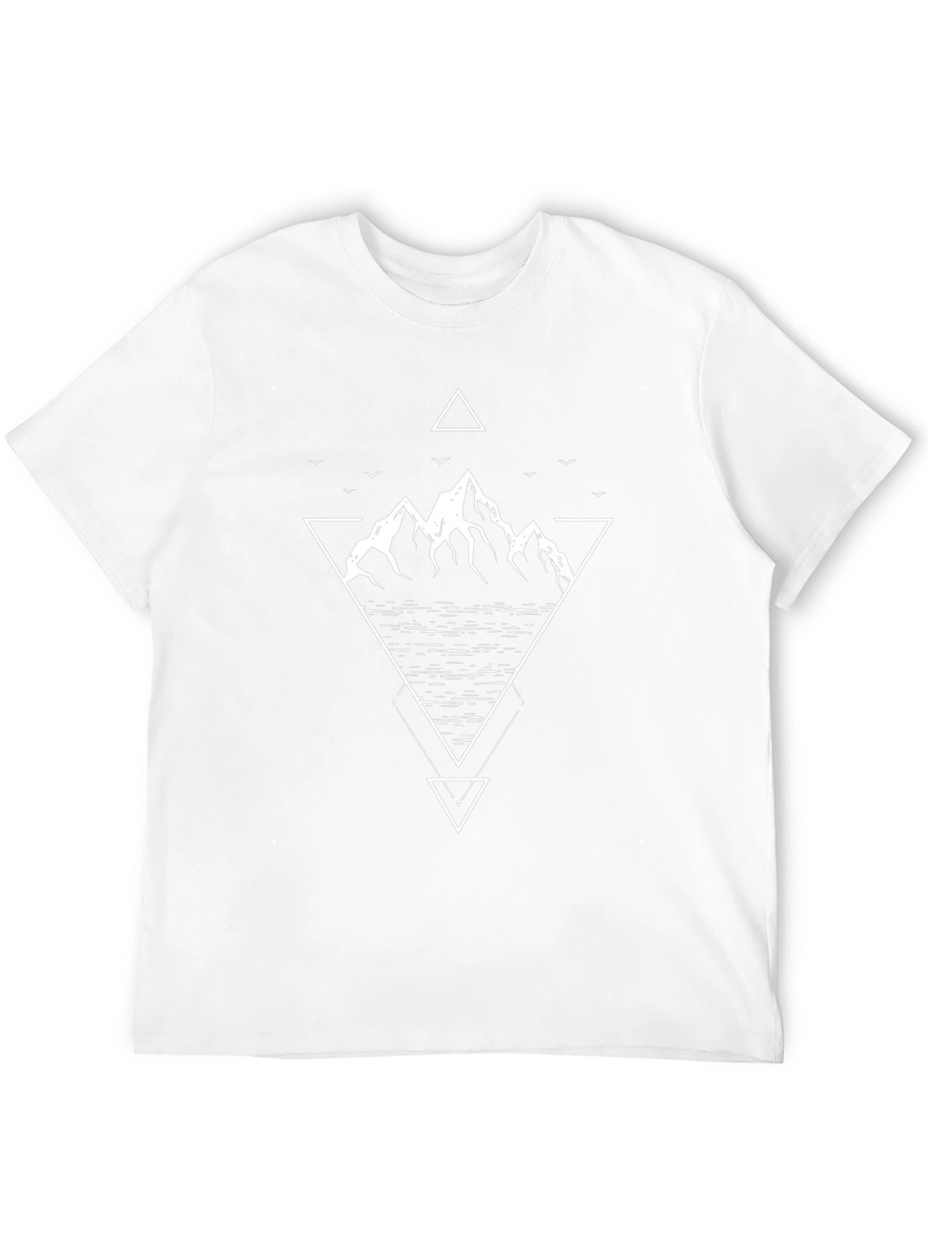 Geometric Mountain Design Tee - Black Cotton T-Shirt