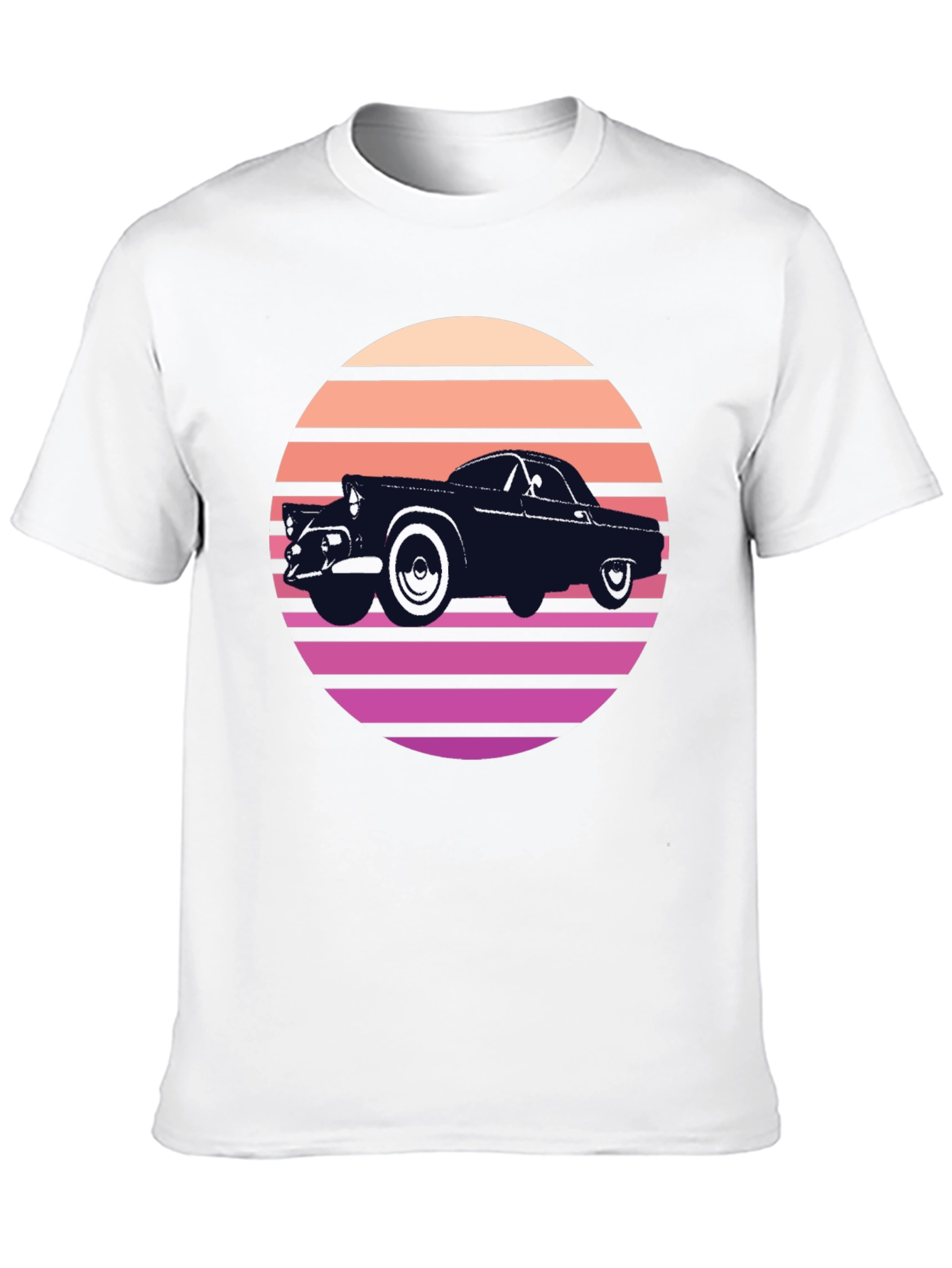 Retro Car Sunset Black T-Shirt