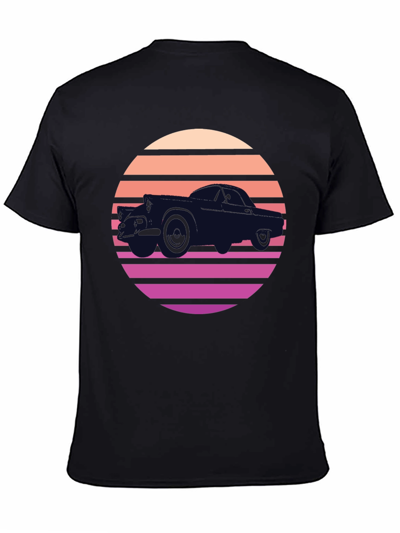 Retro Car Sunset Black T-Shirt