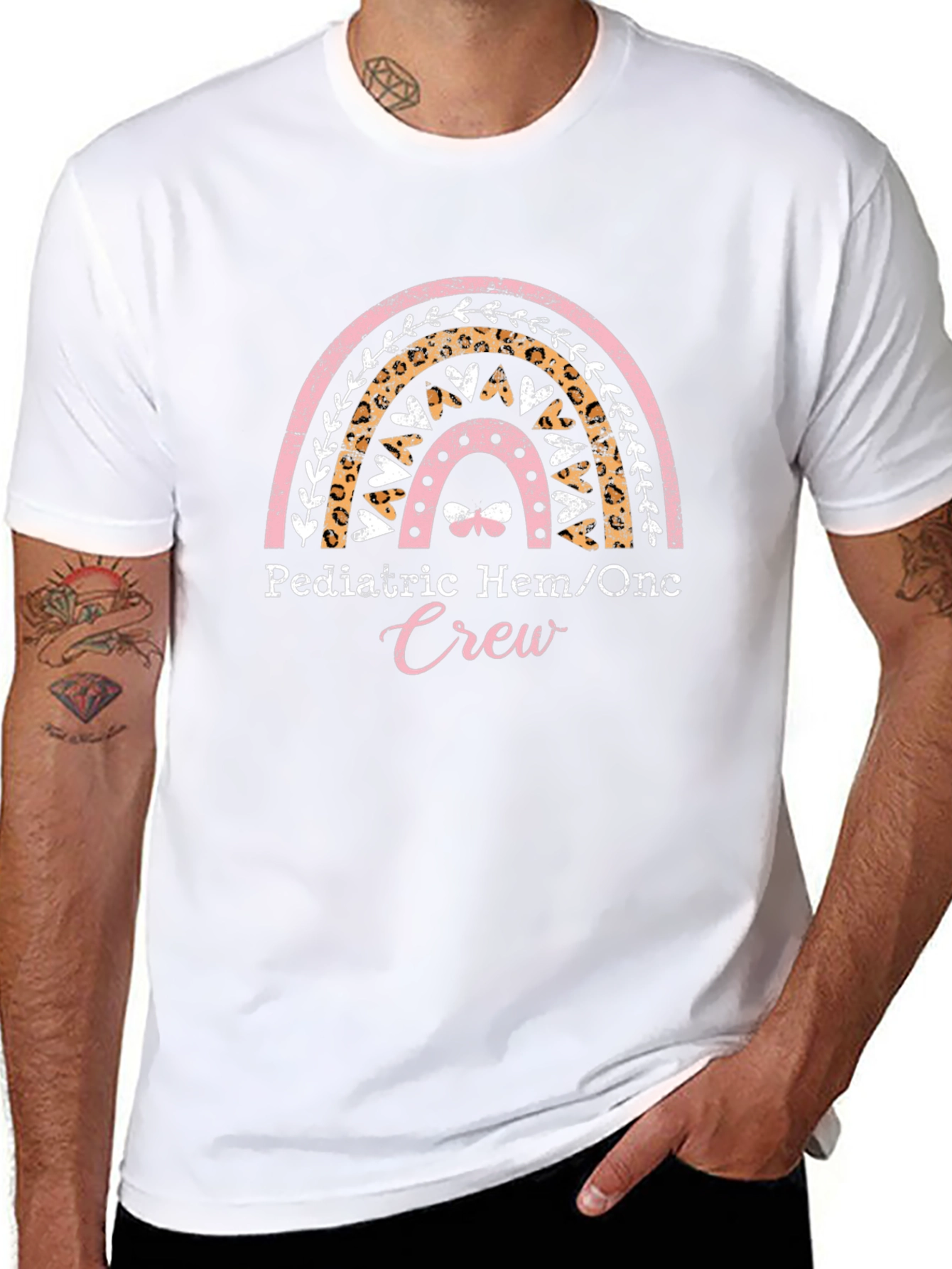 Pediatric Hem/Onc Crew T-Shirt - Rainbow Design