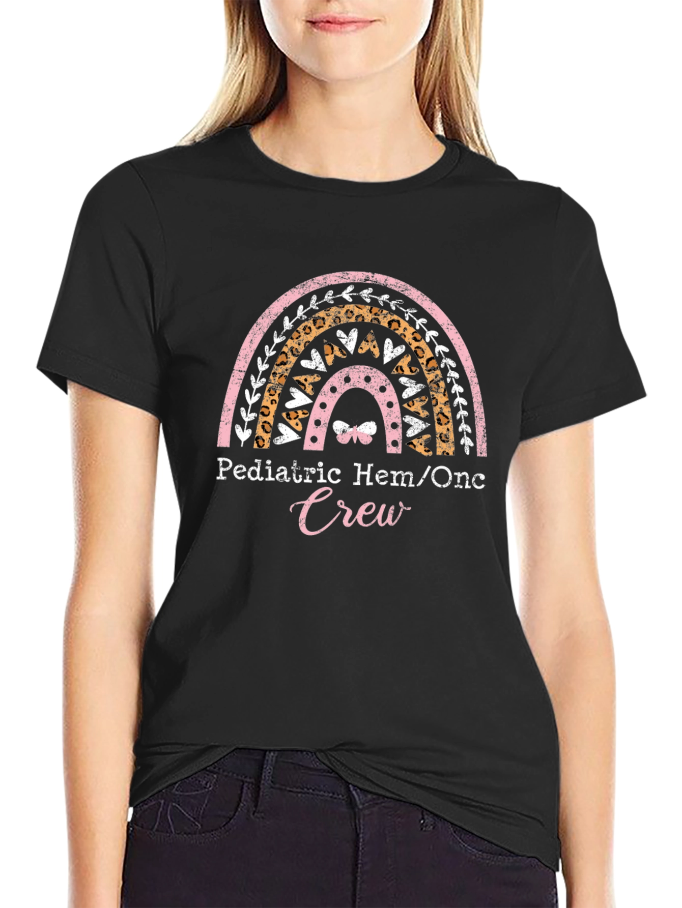 Pediatric Hem/Onc Crew T-Shirt - Rainbow Design