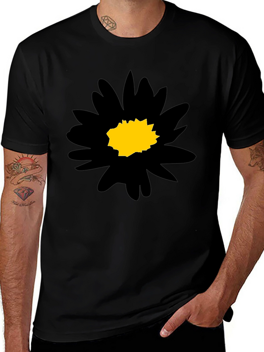 Black Graphic Tee - Floral Design