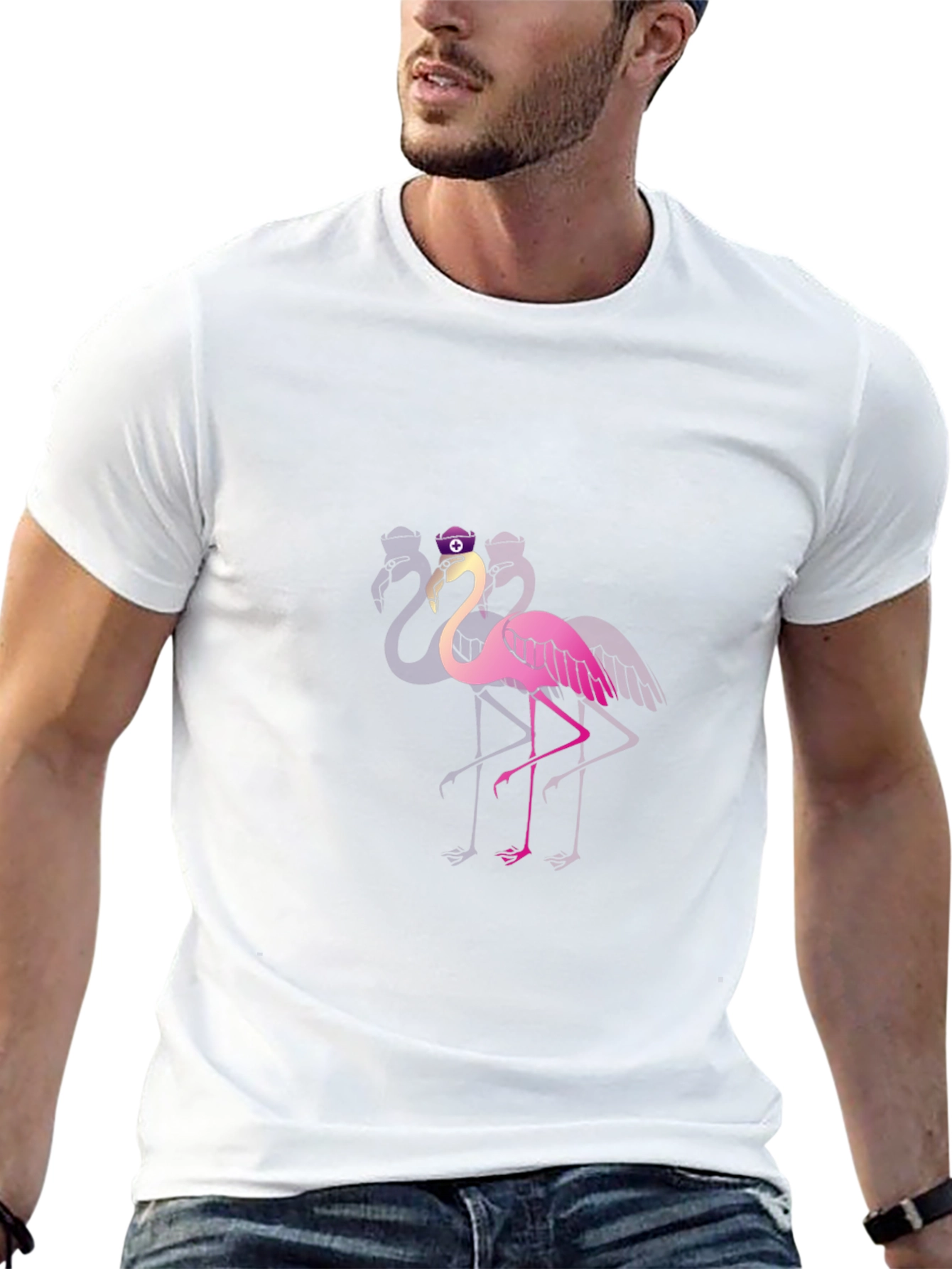 Funky Flamingo T-Shirt - Black Cotton Blend