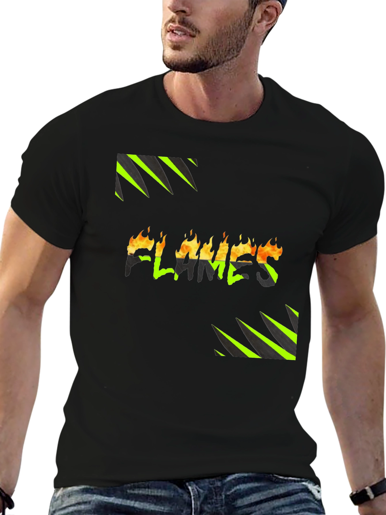 Flames Graphic Print Tee - Bold Style