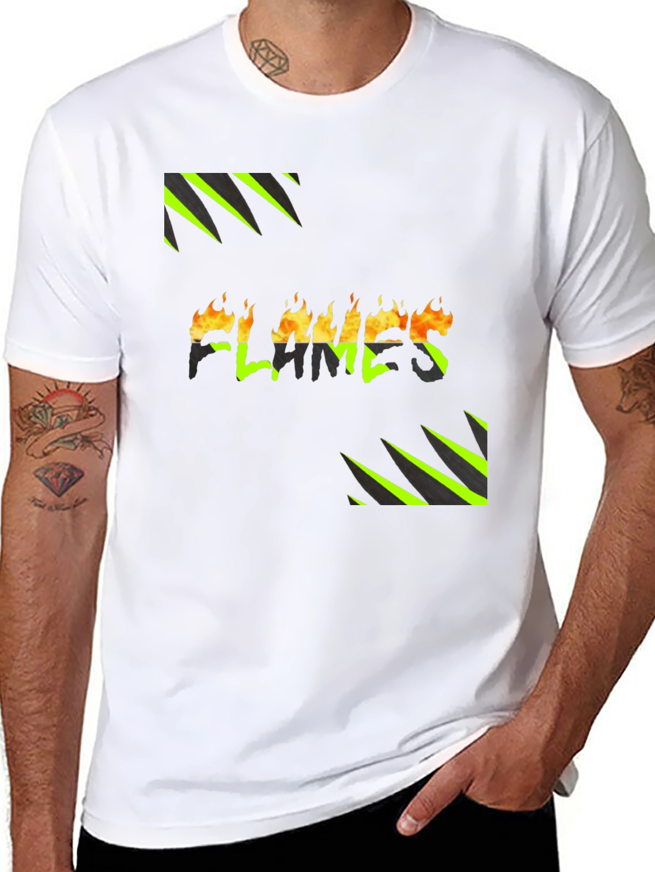 Flames Graphic Print Tee - Bold Style