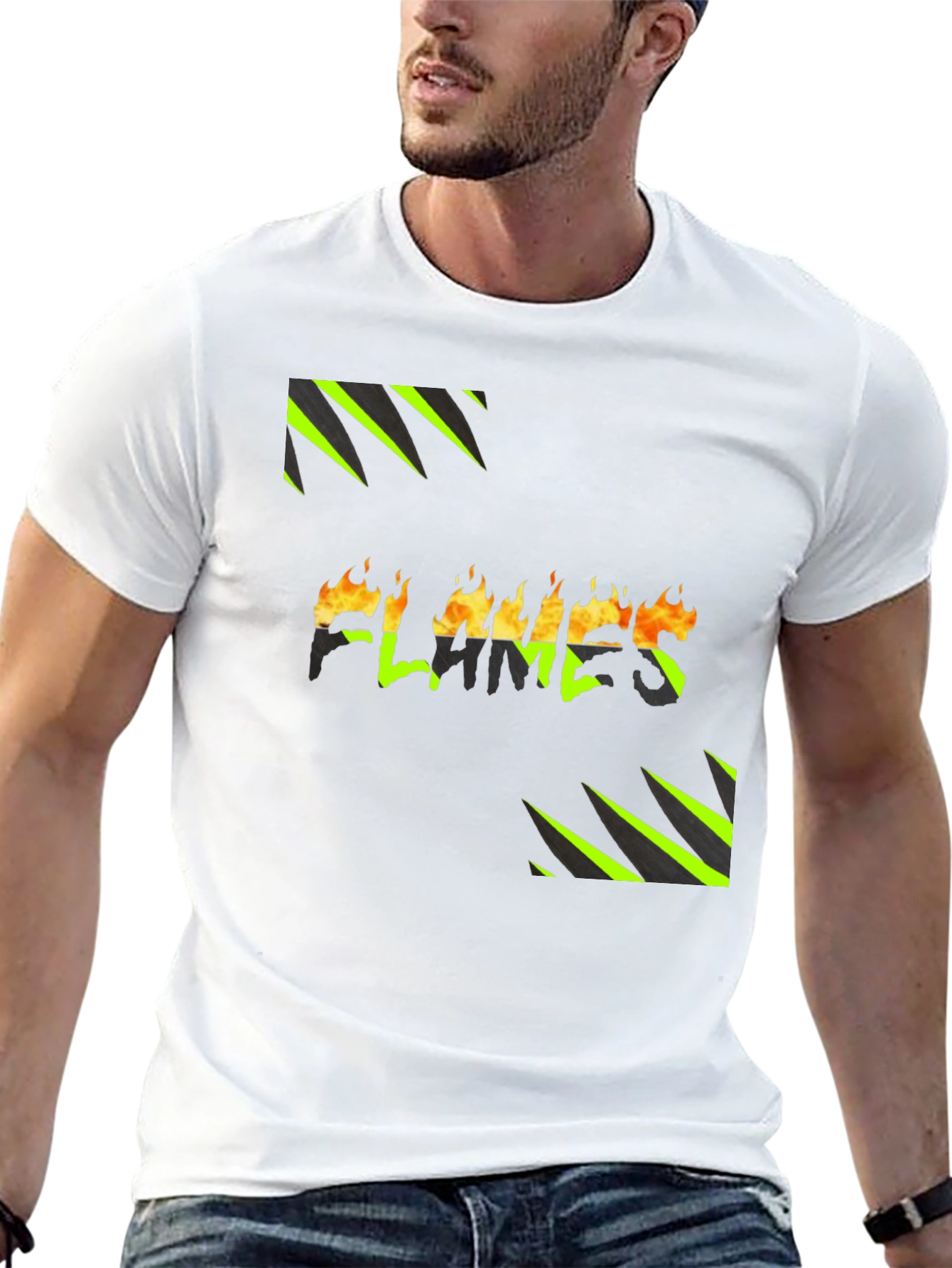 Flames Graphic Print Tee - Bold Style