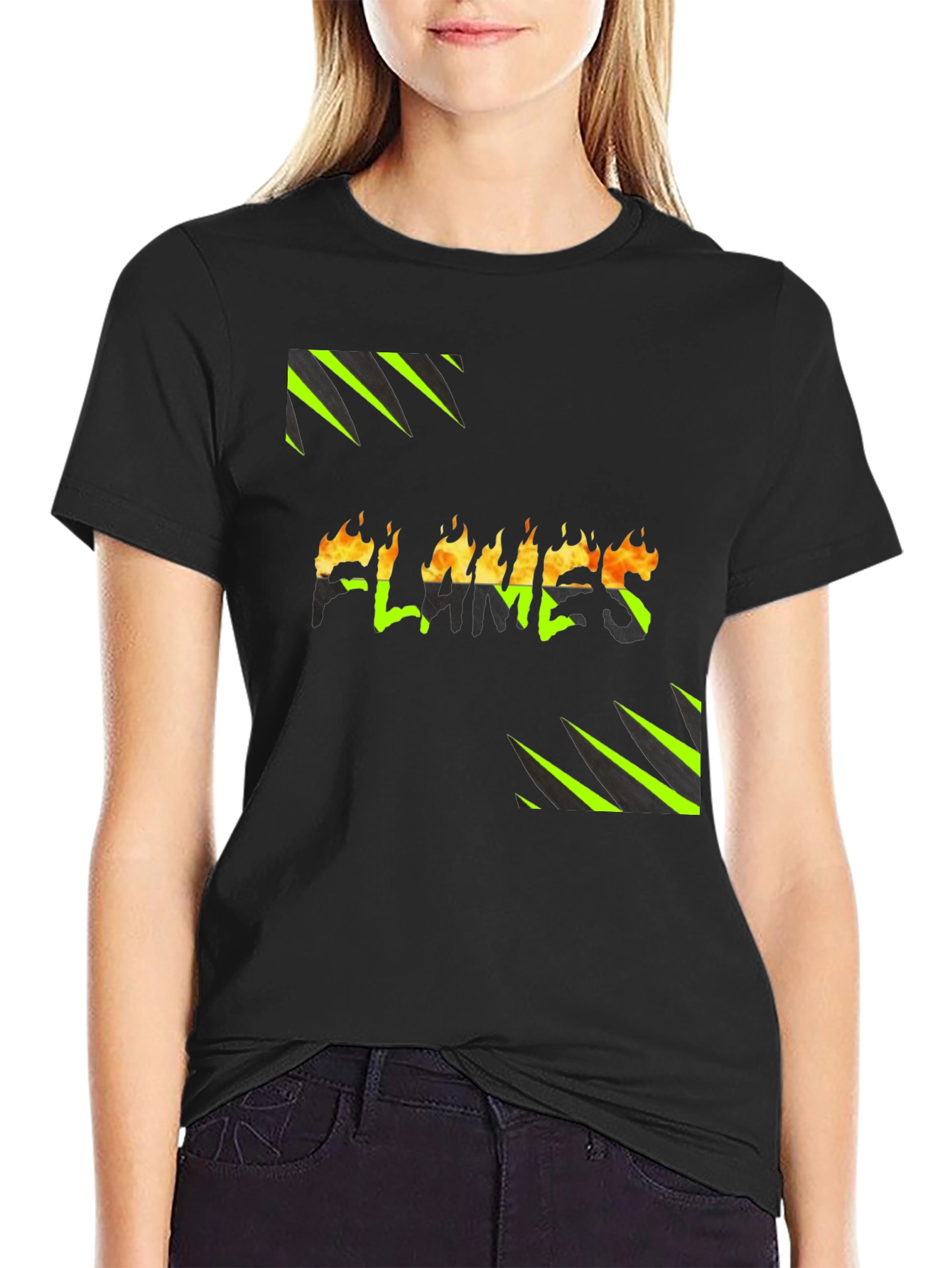 Flames Graphic Print Tee - Bold Style