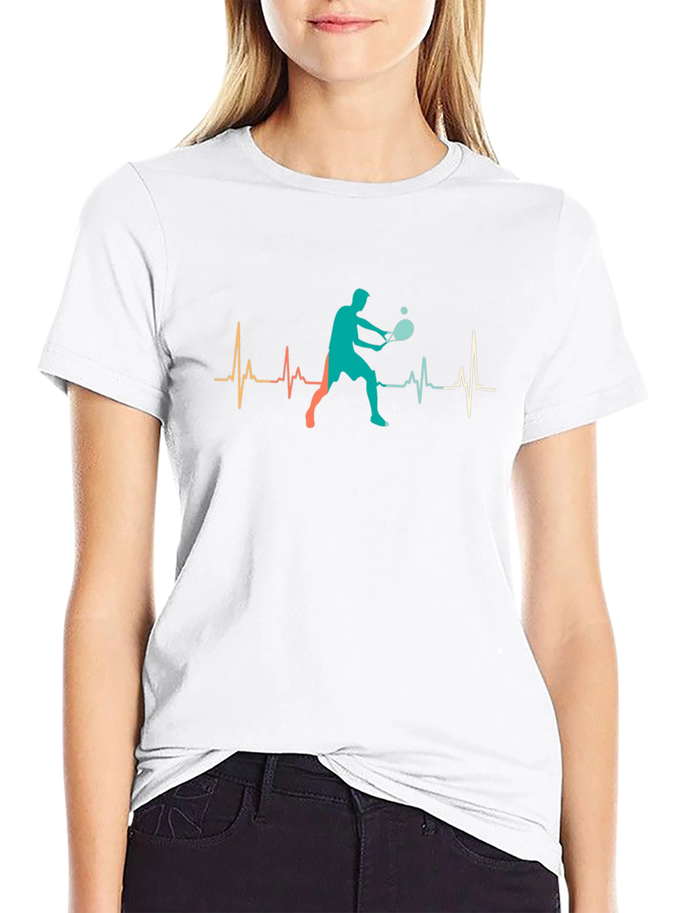 Tennis Player Heartbeat Graphic T-Shirt