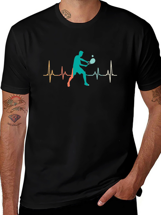 Tennis Player Heartbeat Graphic T-Shirt