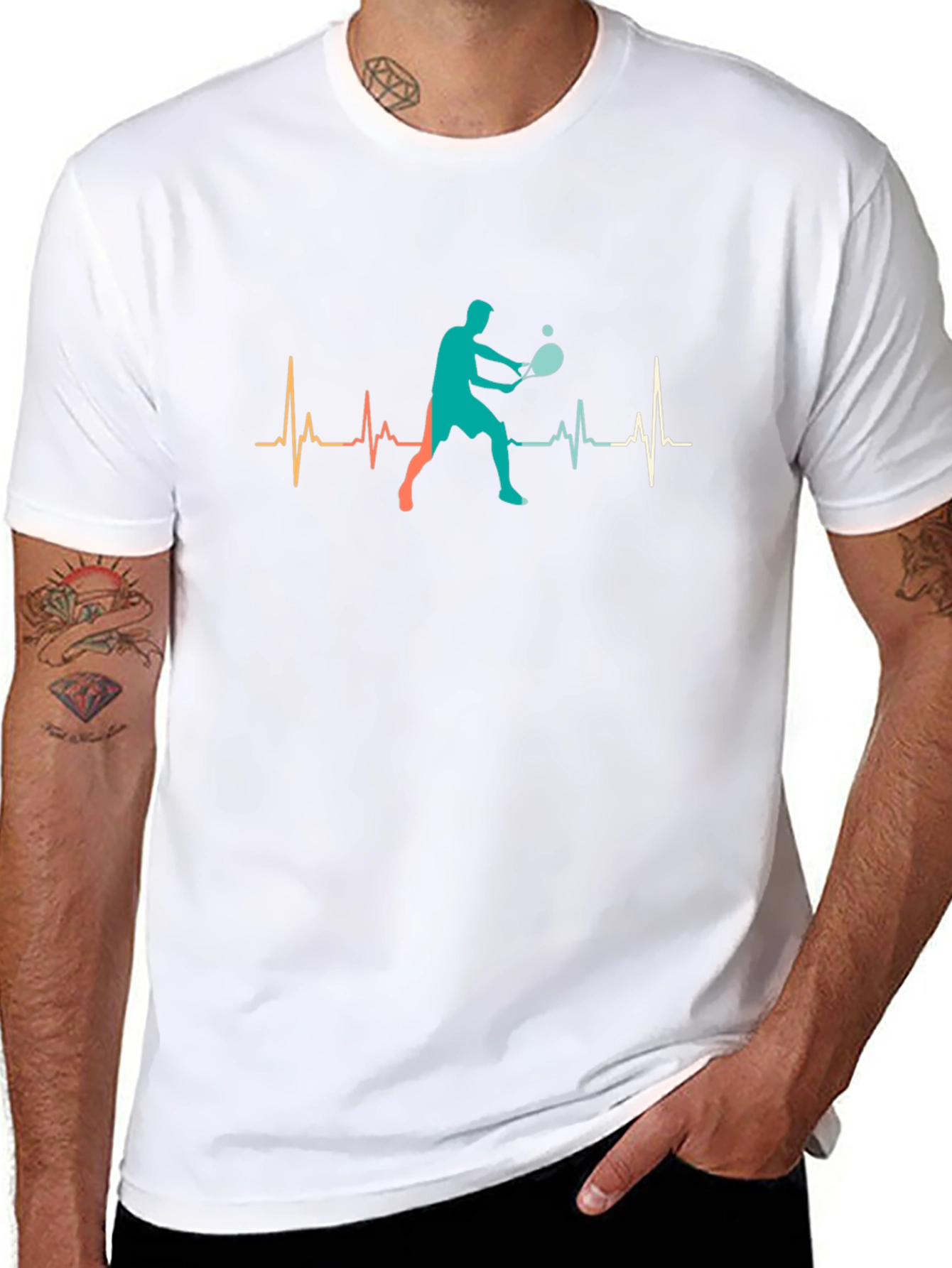 Tennis Player Heartbeat Graphic T-Shirt