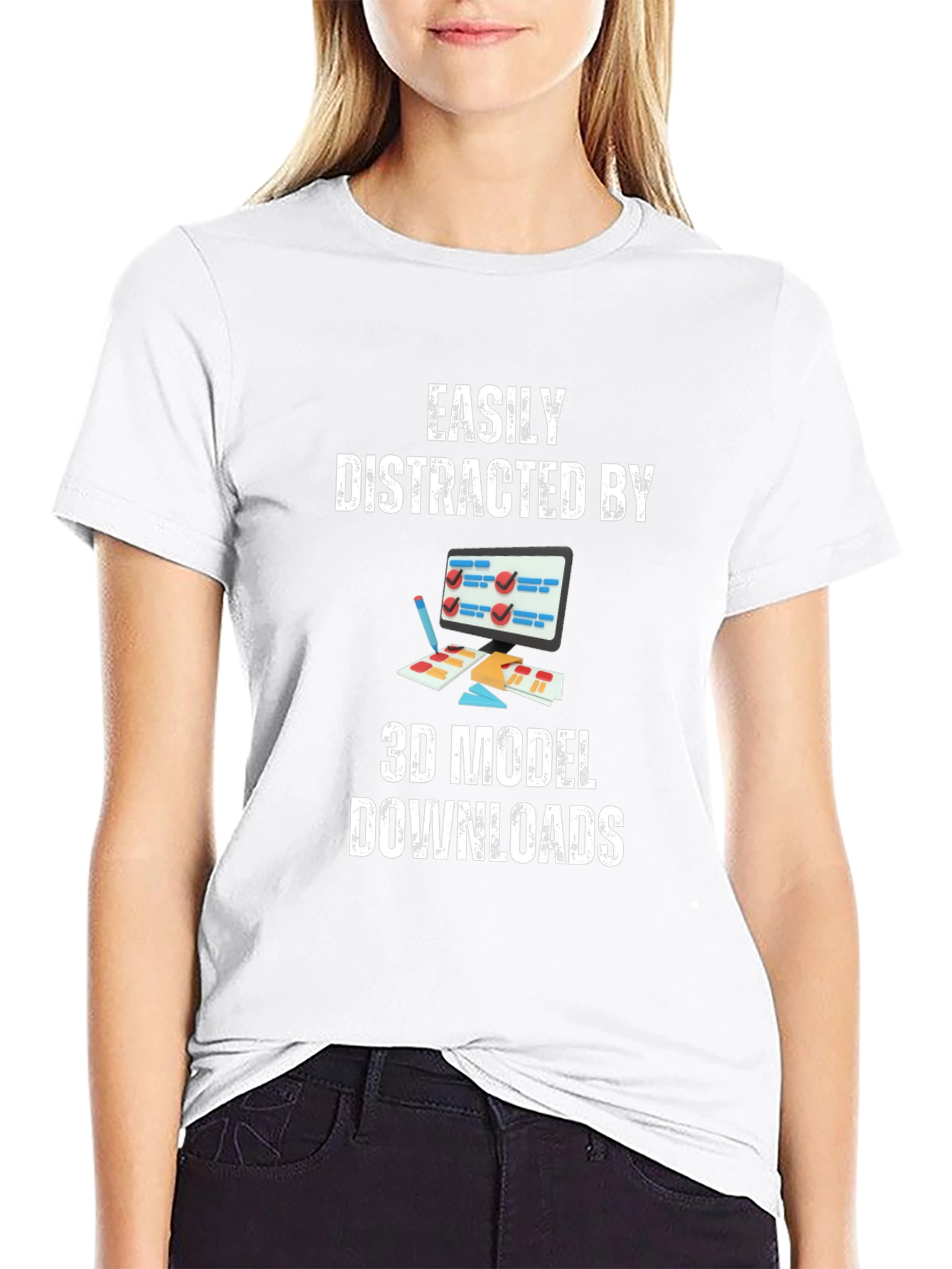 Easily Distracted By 3D Model Downloads T-Shirt