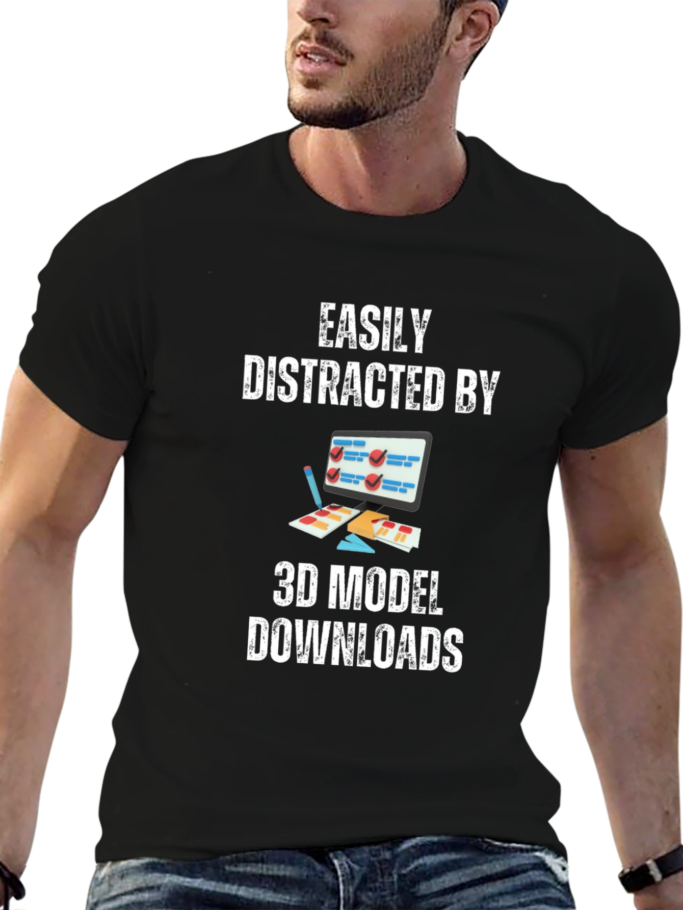 Easily Distracted By 3D Model Downloads T-Shirt