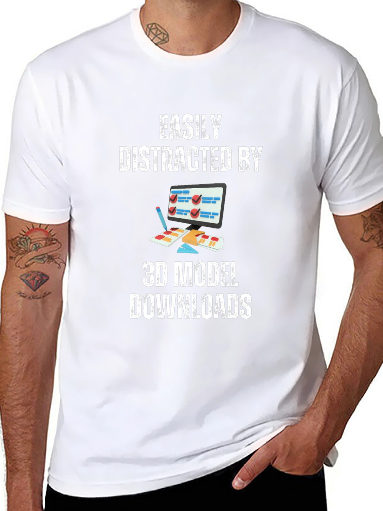 Easily Distracted By 3D Model Downloads T-Shirt