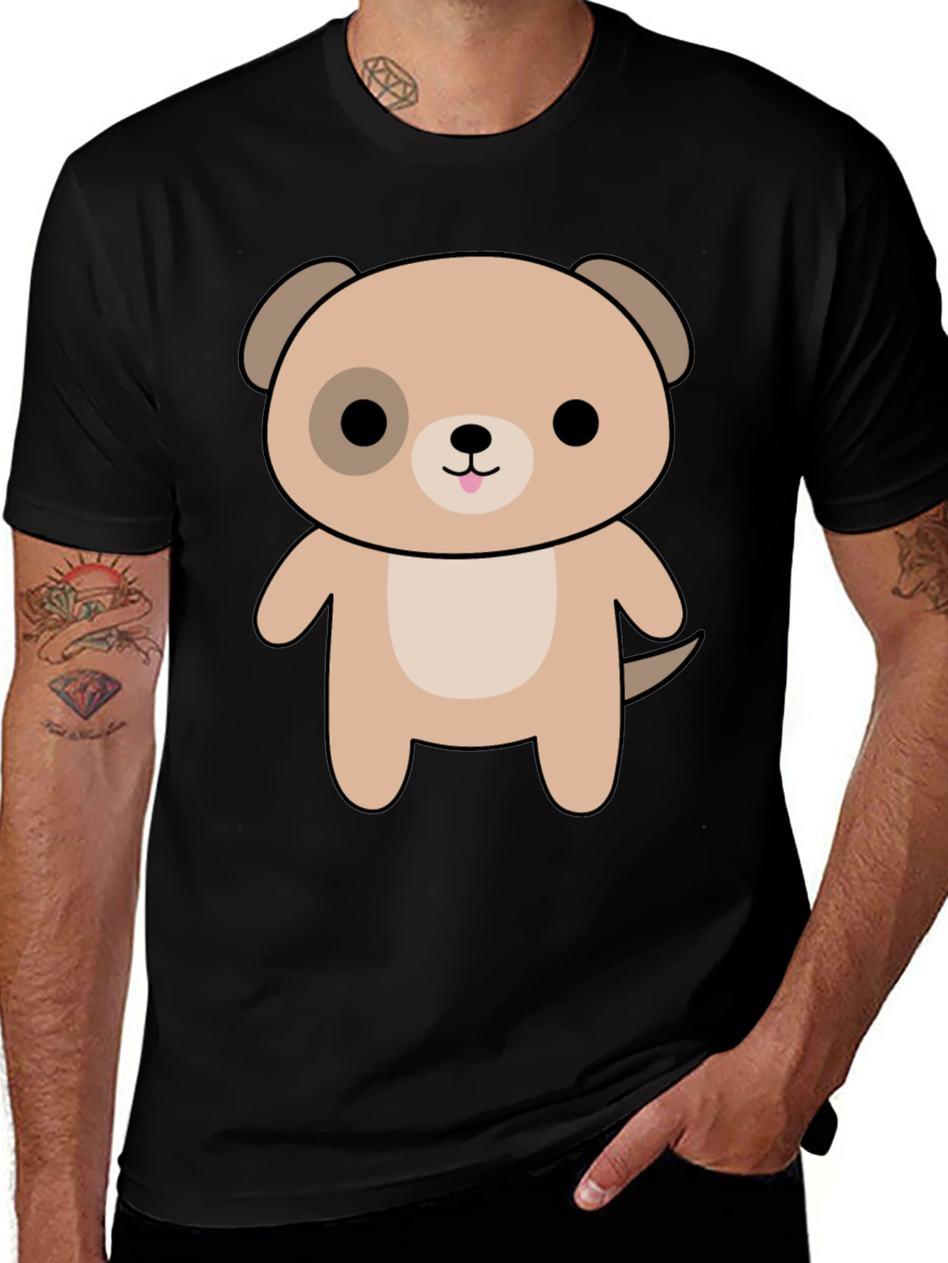 Cute Puppy Graphic Tee - Black Unisex Shirt