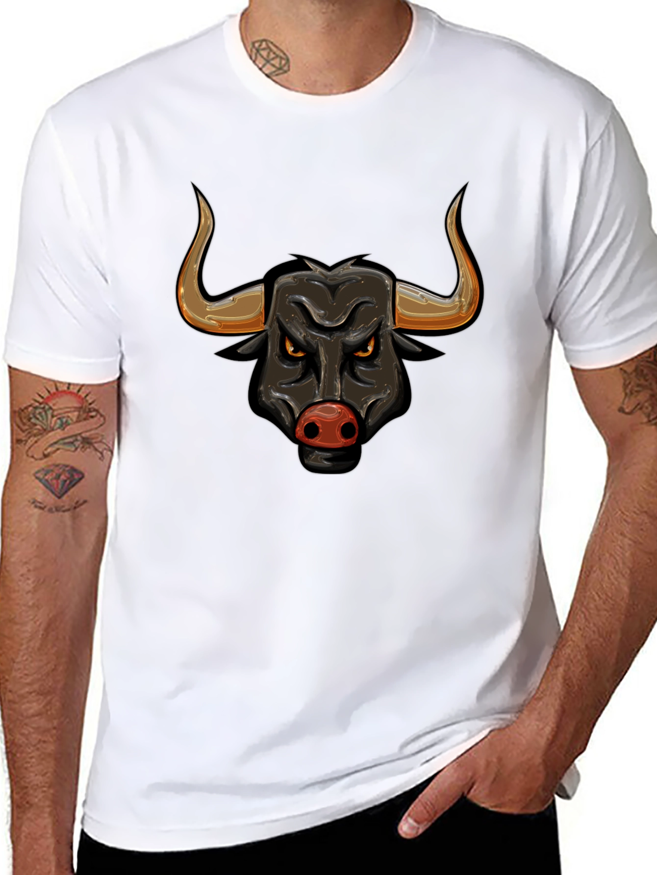 Black Bull Graphic Tee - Bold Design