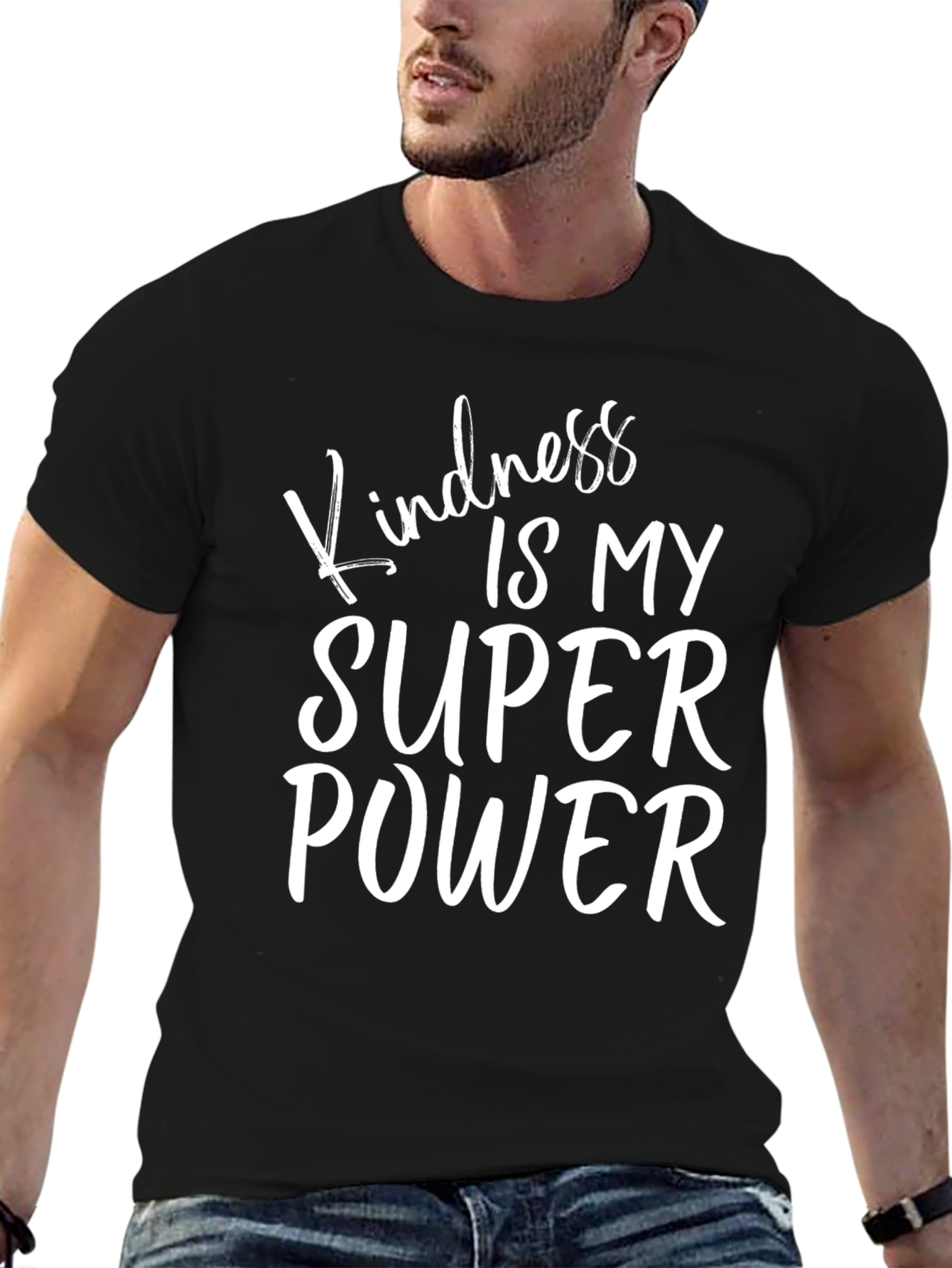 Kindness Is My Super Power Black Graphic T-Shirt