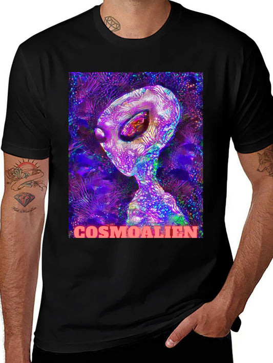 Cosmoalien Graphic T-Shirt - Black Crew Neck Tee
