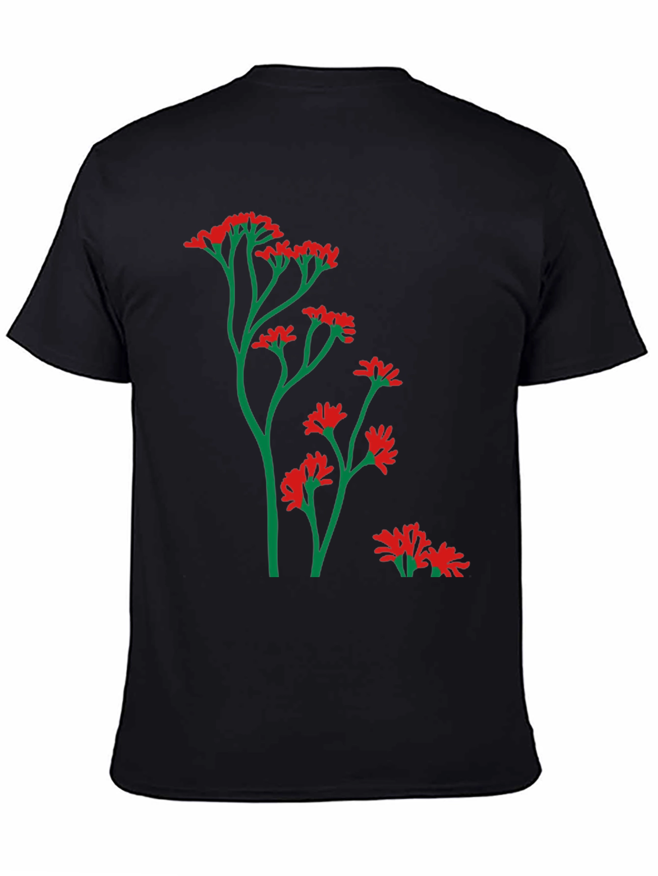 Mens Black T-Shirt with Floral Design