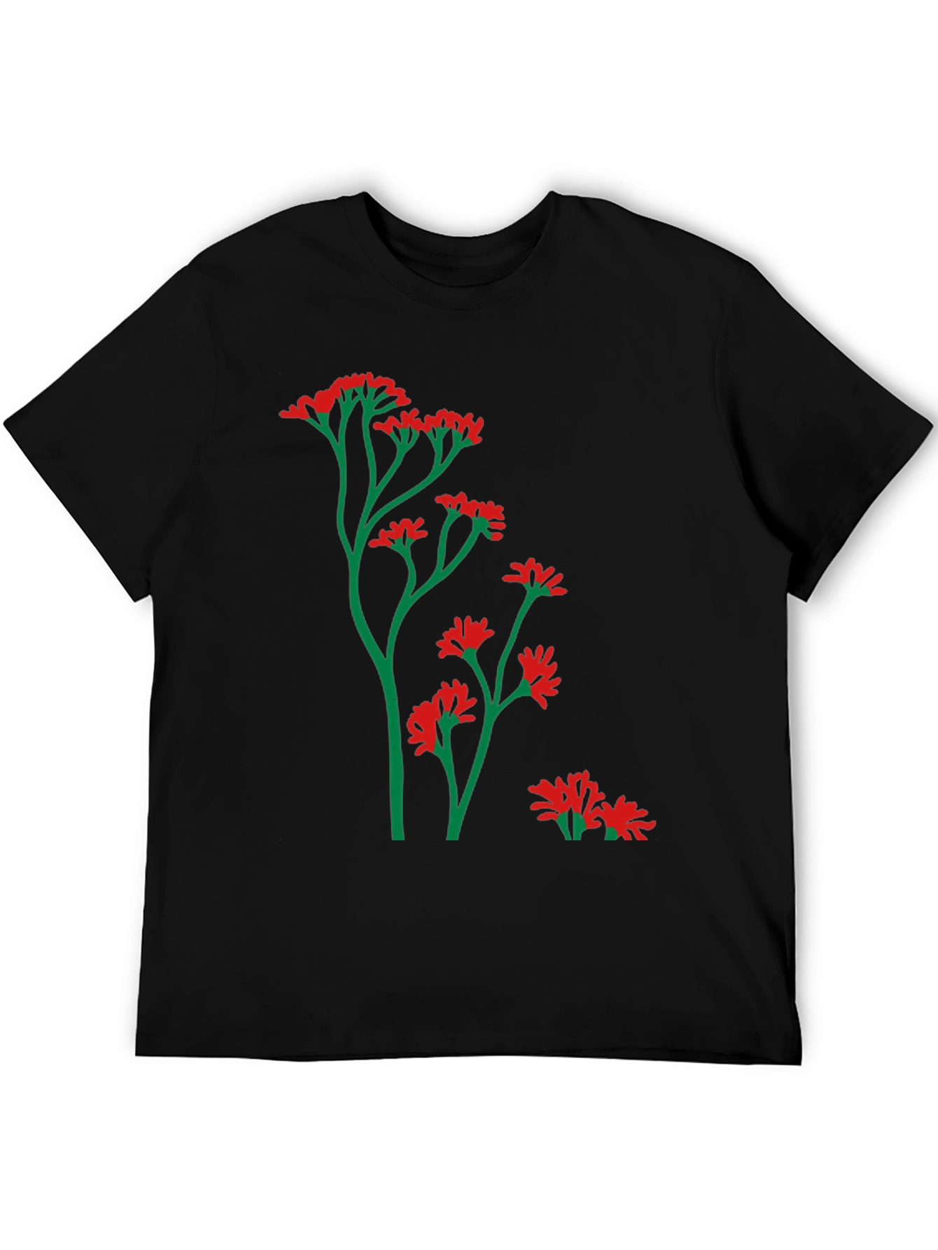 Mens Black T-Shirt with Floral Design