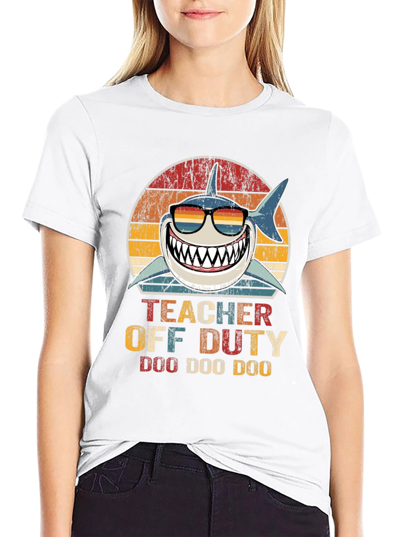 Teacher Off Duty Shark Graphic T-Shirt