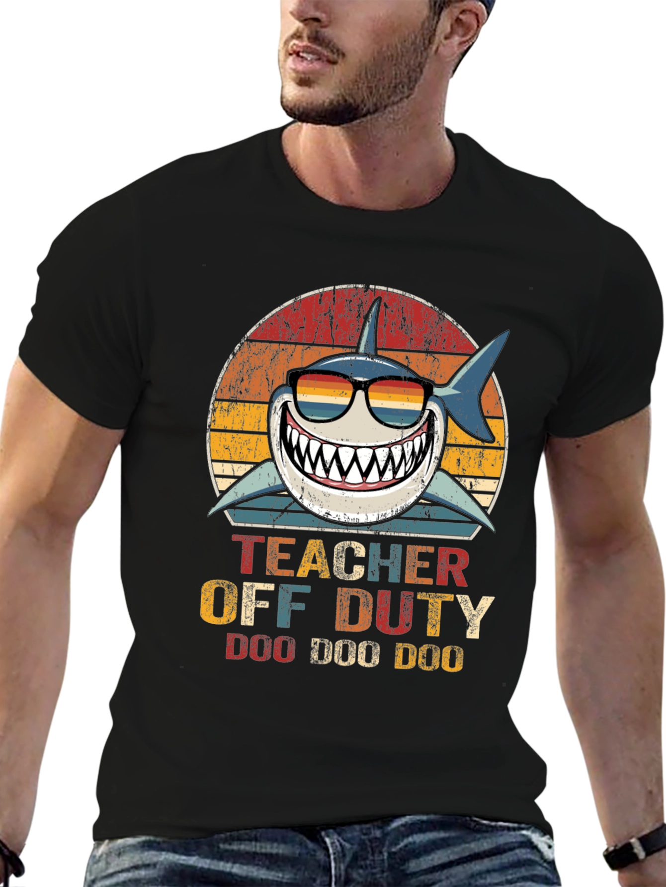 Teacher Off Duty Shark Graphic T-Shirt