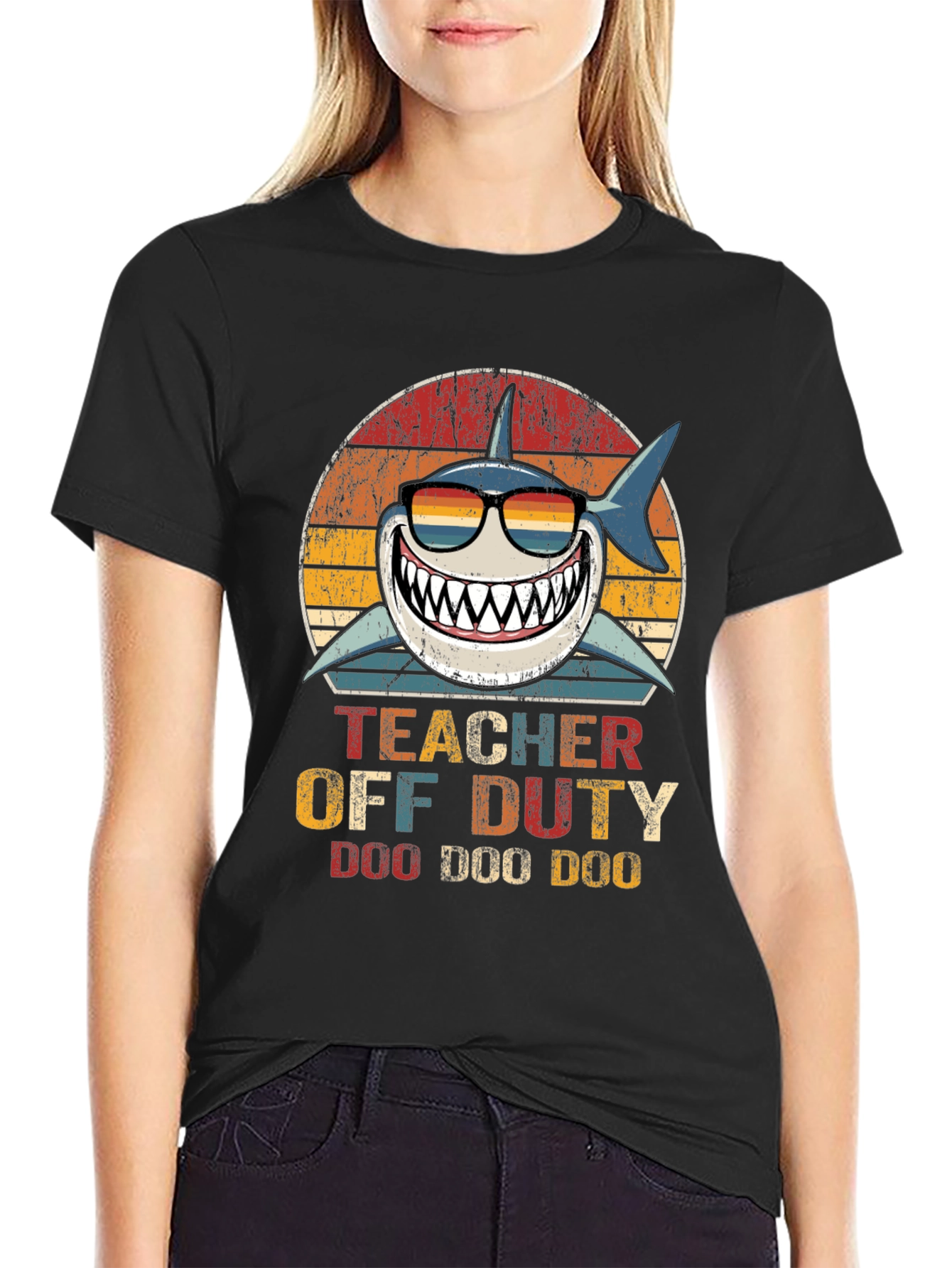 Teacher Off Duty Shark Graphic T-Shirt