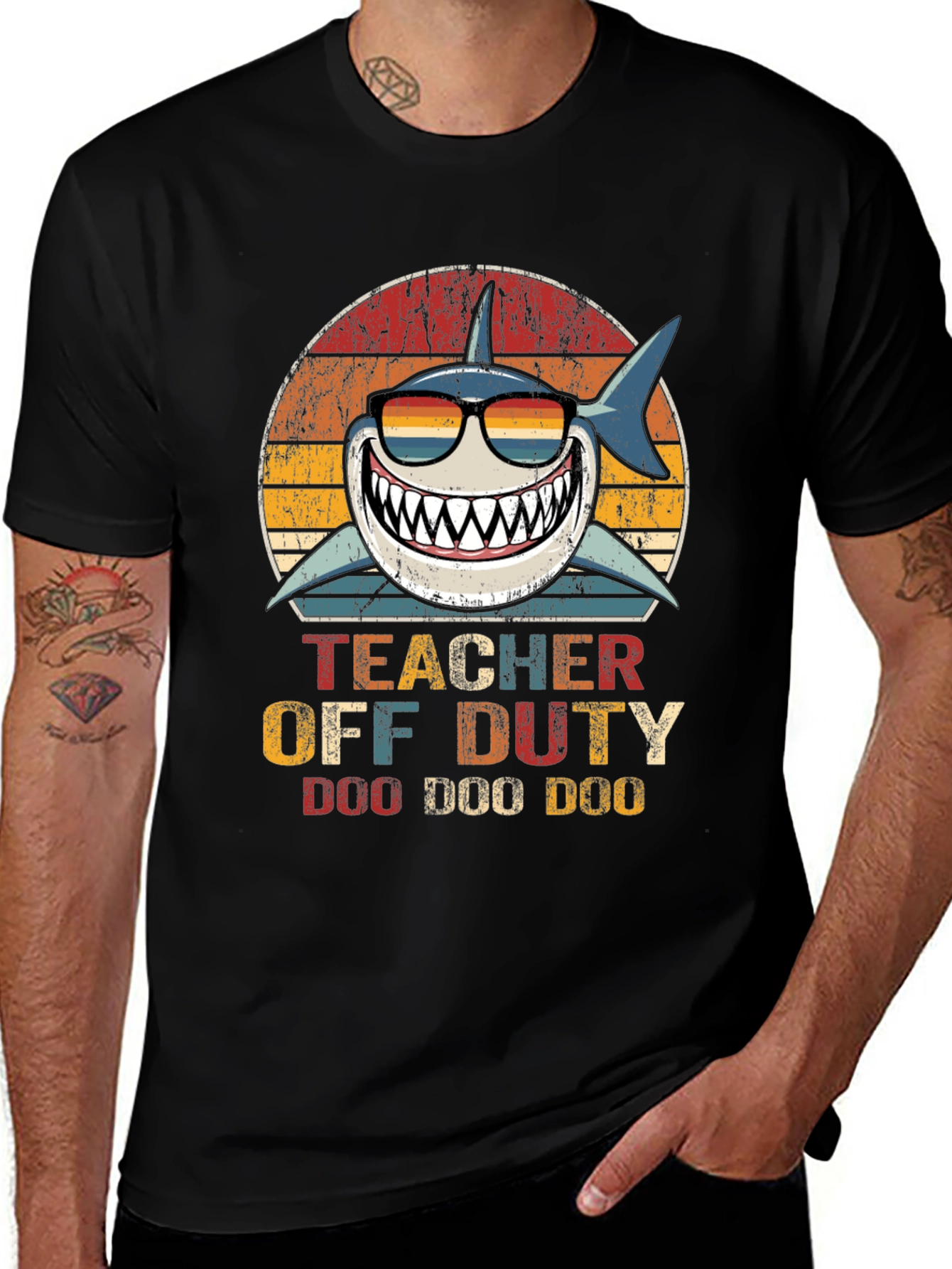 Teacher Off Duty Shark Graphic T-Shirt