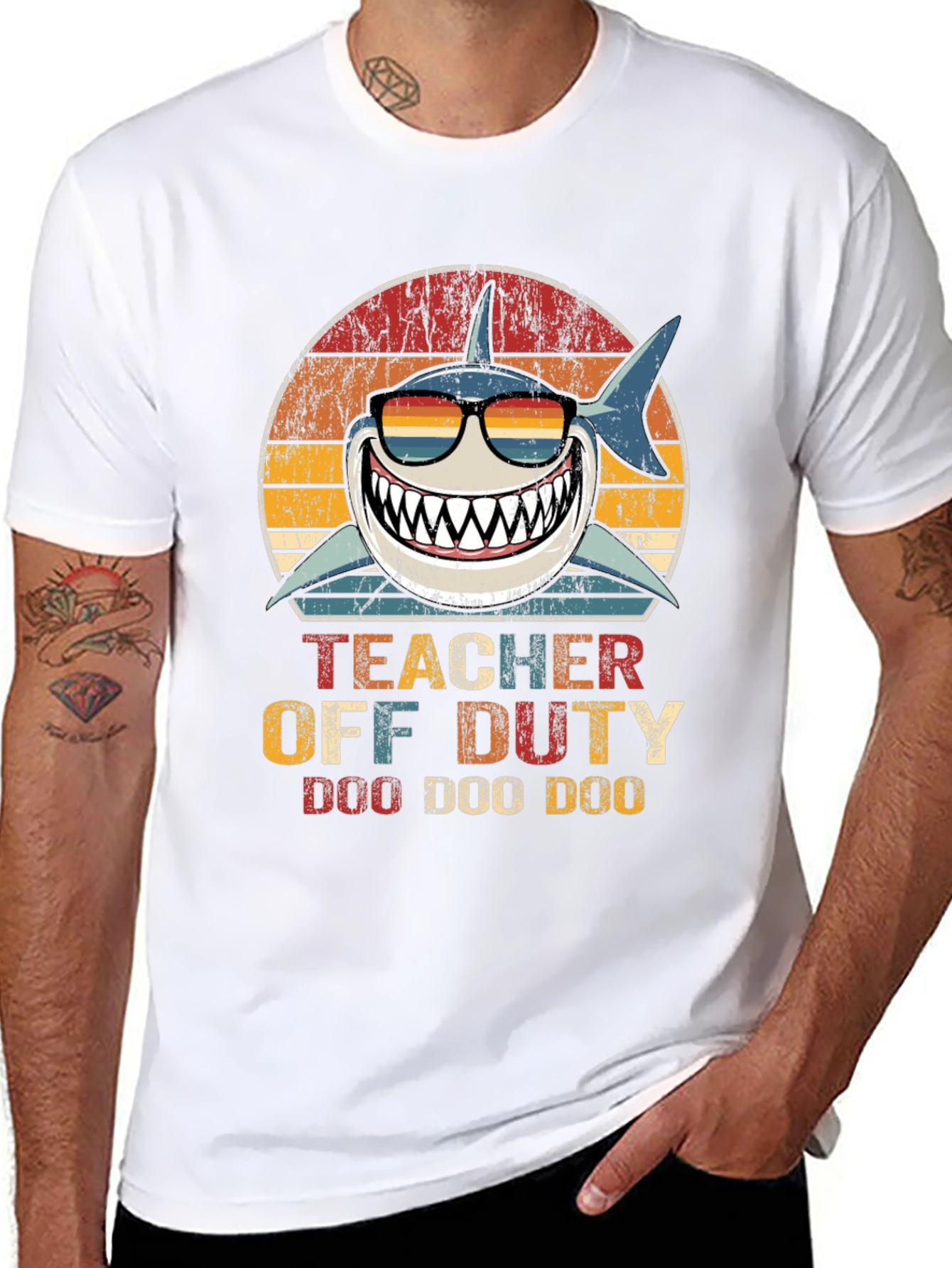 Teacher Off Duty Shark Graphic T-Shirt