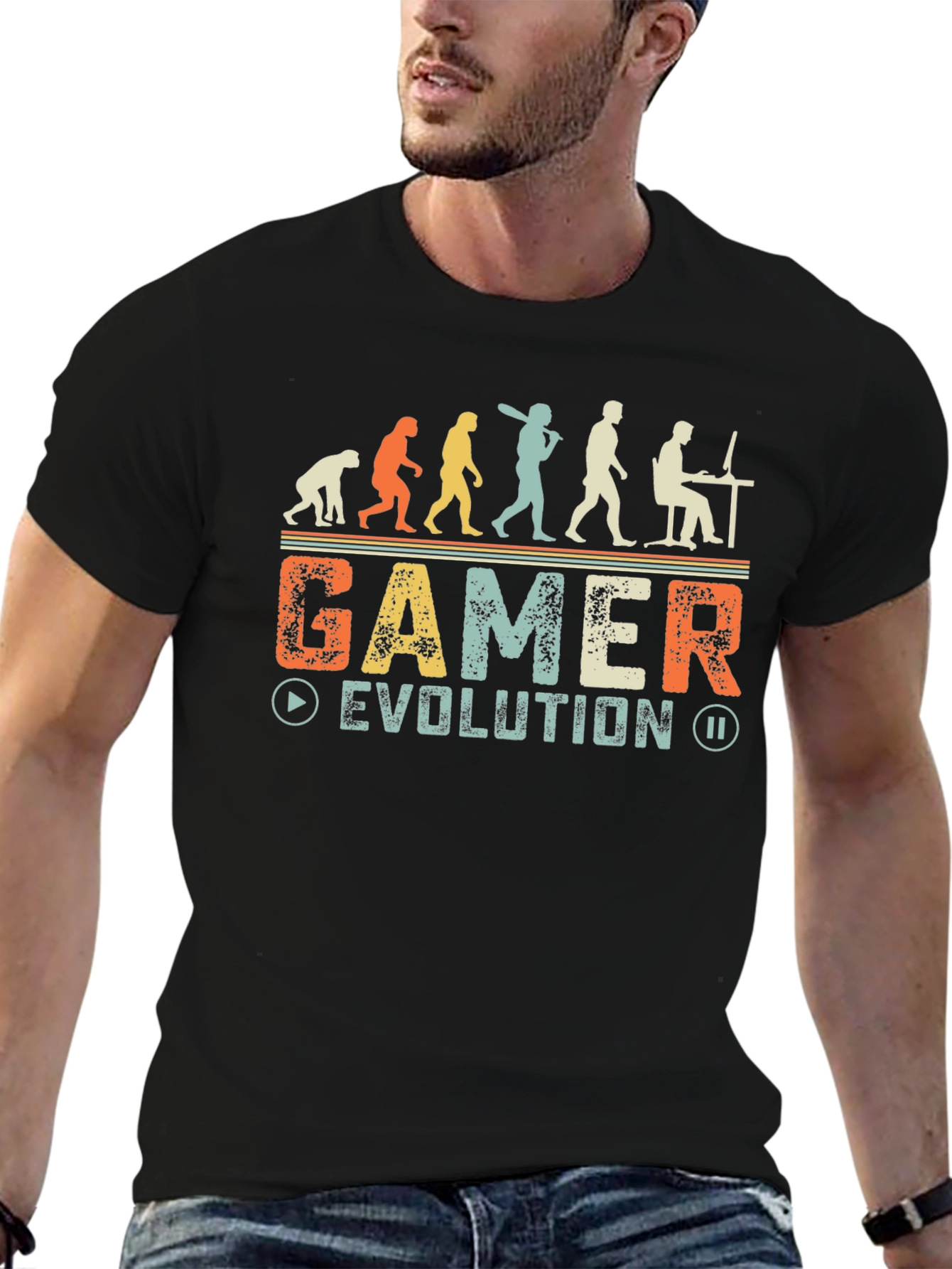 Gamer Evolution Graphic Tee - Retro Style Shirt