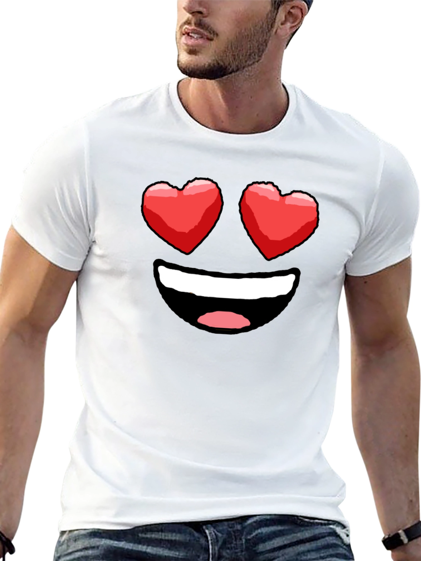 Heart Eyes Emoji Graphic T-Shirt - Black