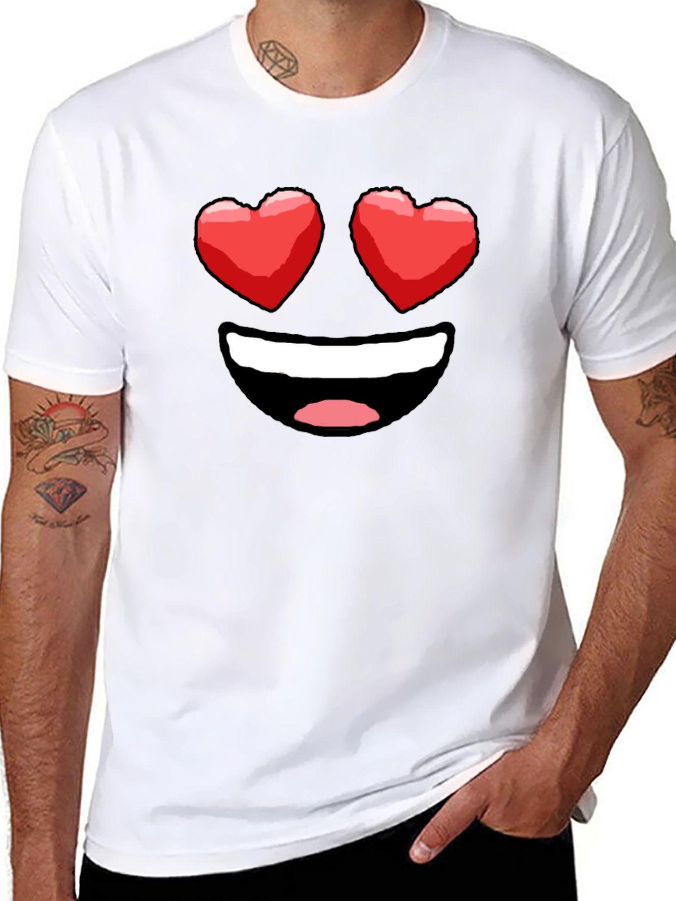 Heart Eyes Emoji Graphic T-Shirt - Black