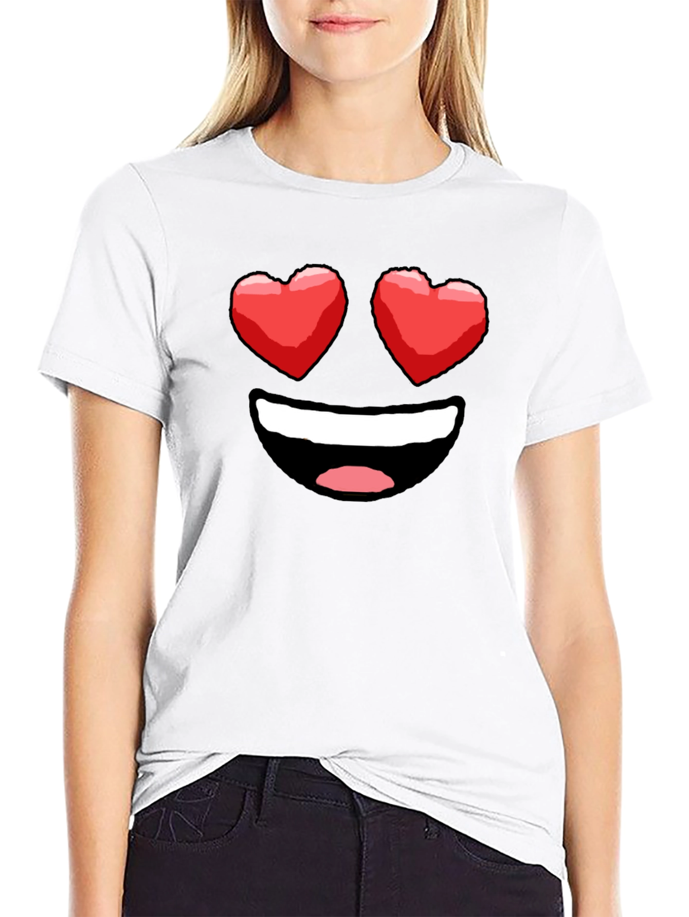 Heart Eyes Emoji Graphic T-Shirt - Black