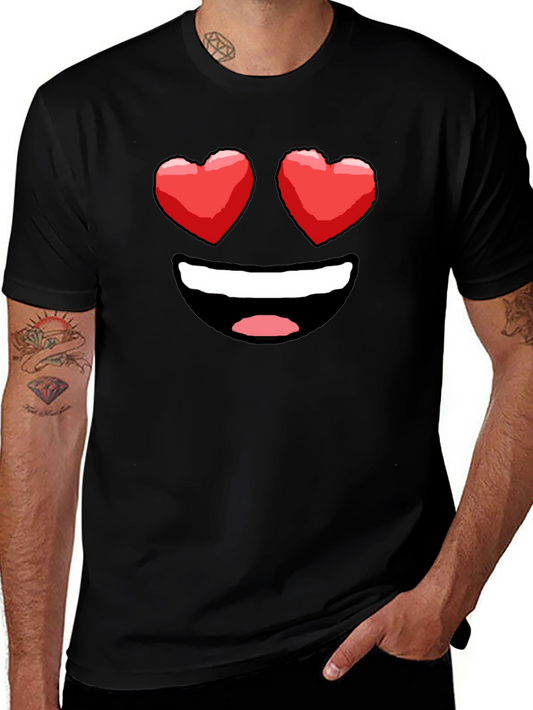 Heart Eyes Emoji Graphic T-Shirt - Black