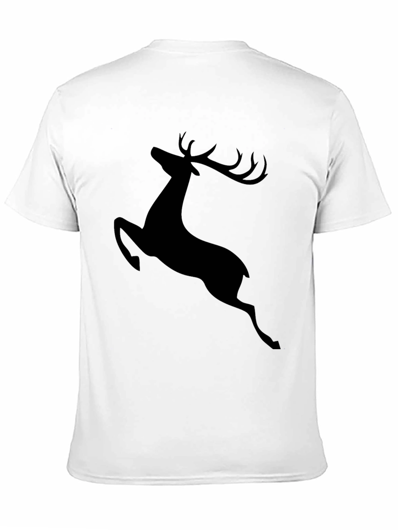 Mens Black T-Shirt with Jumping Deer Graphic