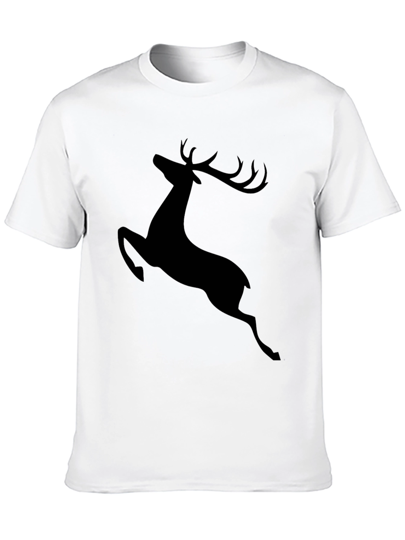 Mens Black T-Shirt with Jumping Deer Graphic