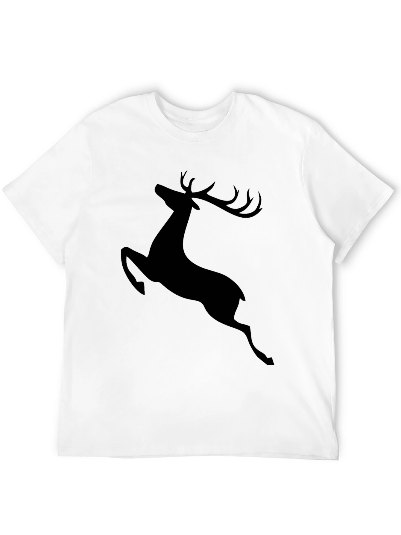 Mens Black T-Shirt with Jumping Deer Graphic