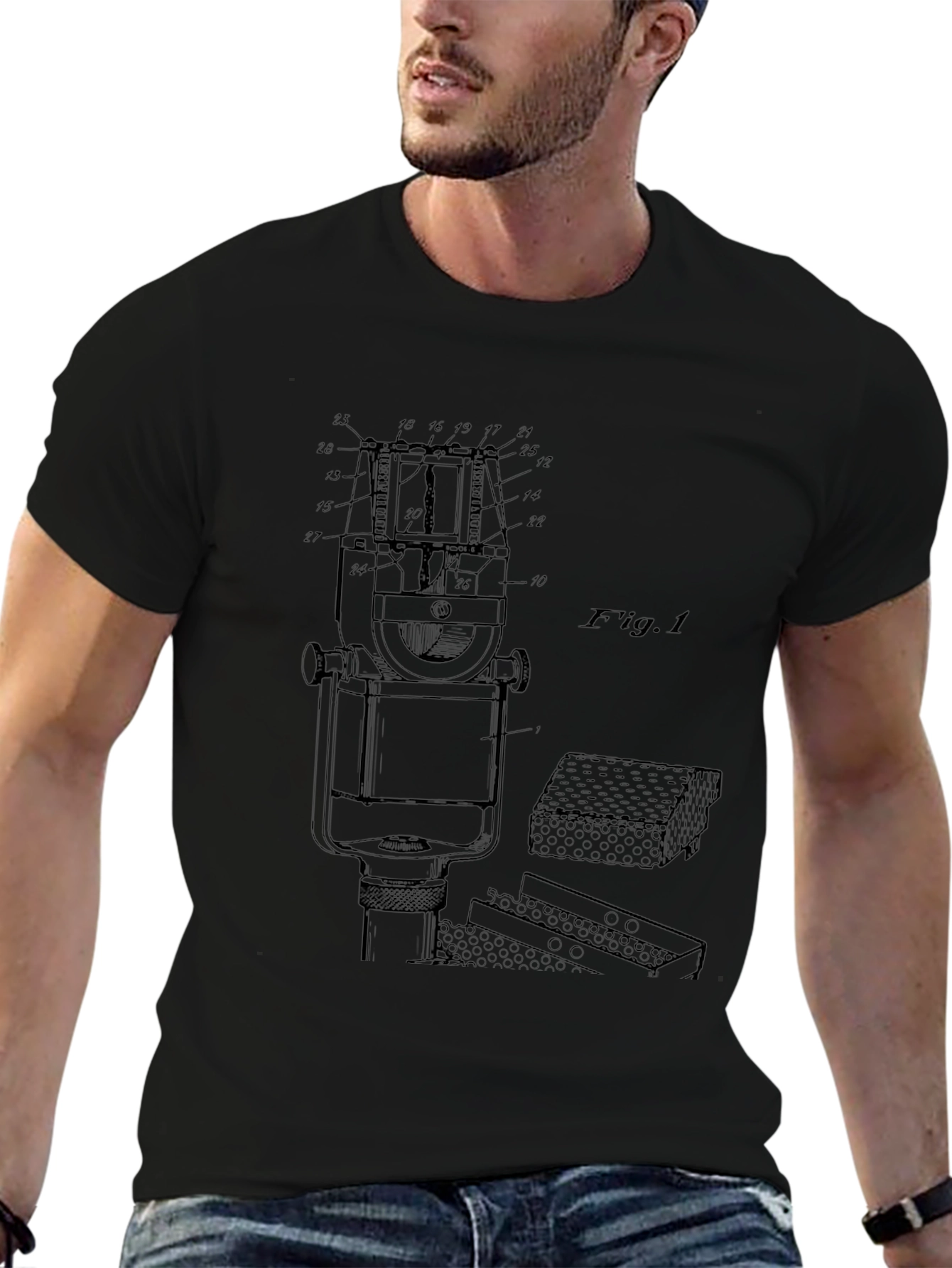 Technical Drawing T-Shirt - Black