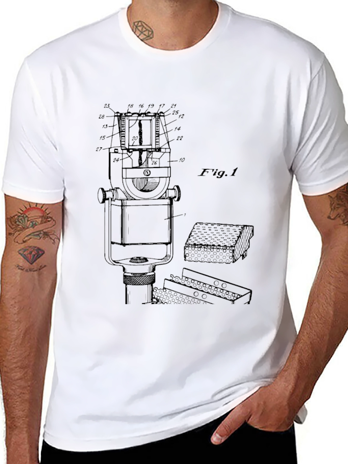 Technical Drawing T-Shirt - Black