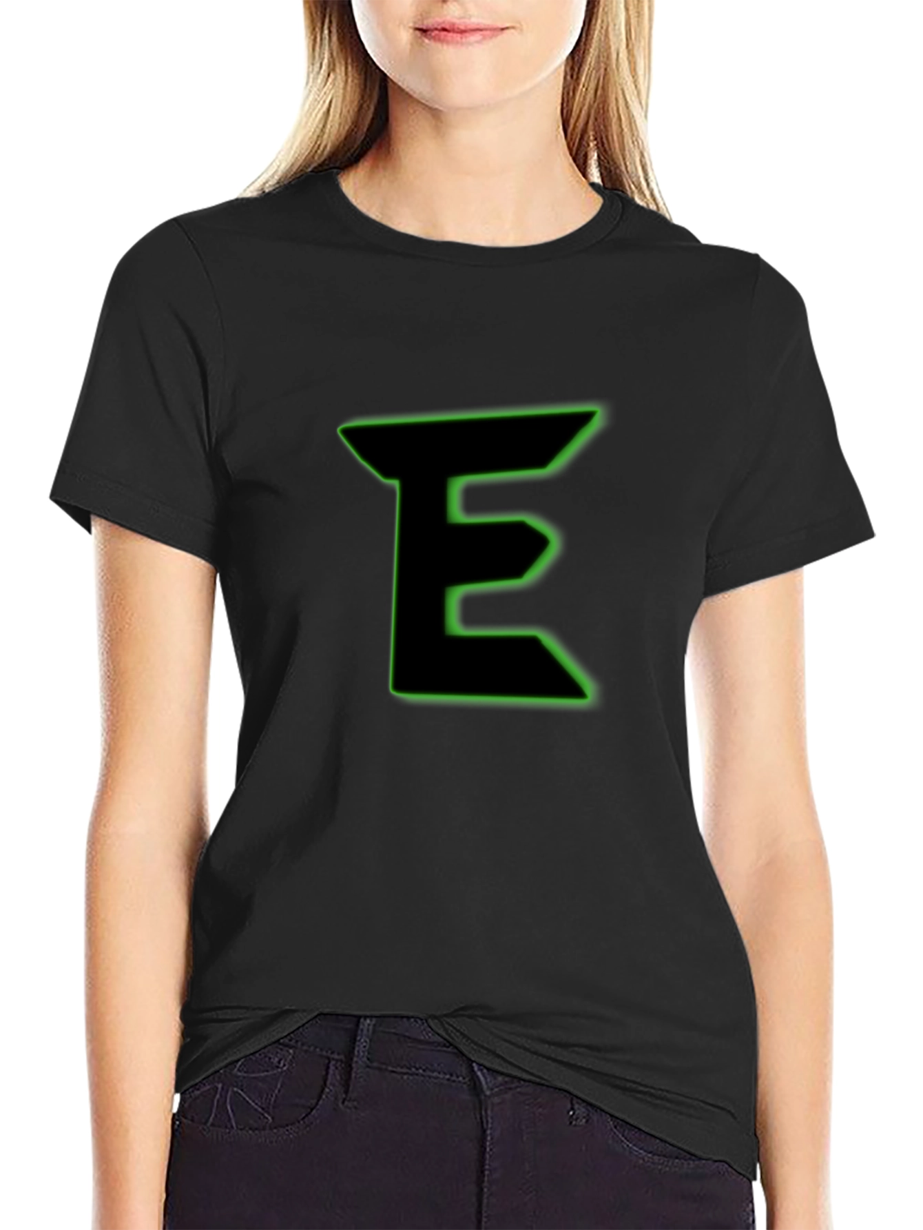 Neon E Graphic Black Tee