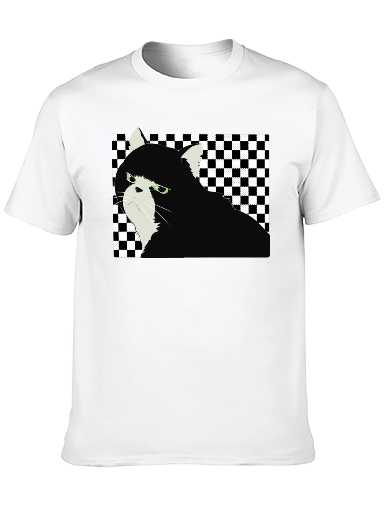 Grumpy Cat Checkered T-Shirt - Unisex Black Tee