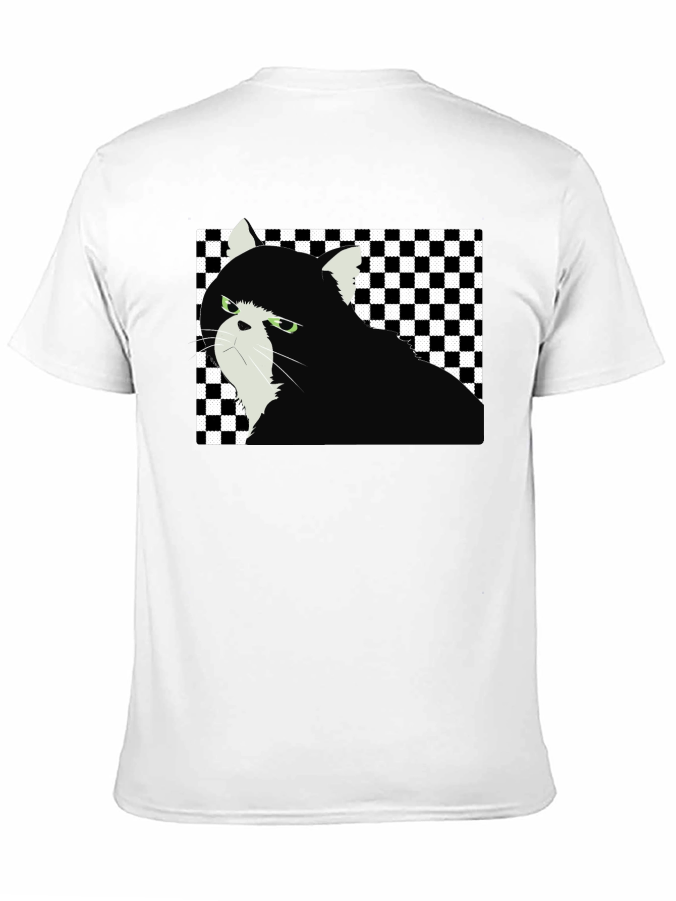 Grumpy Cat Checkered T-Shirt - Unisex Black Tee