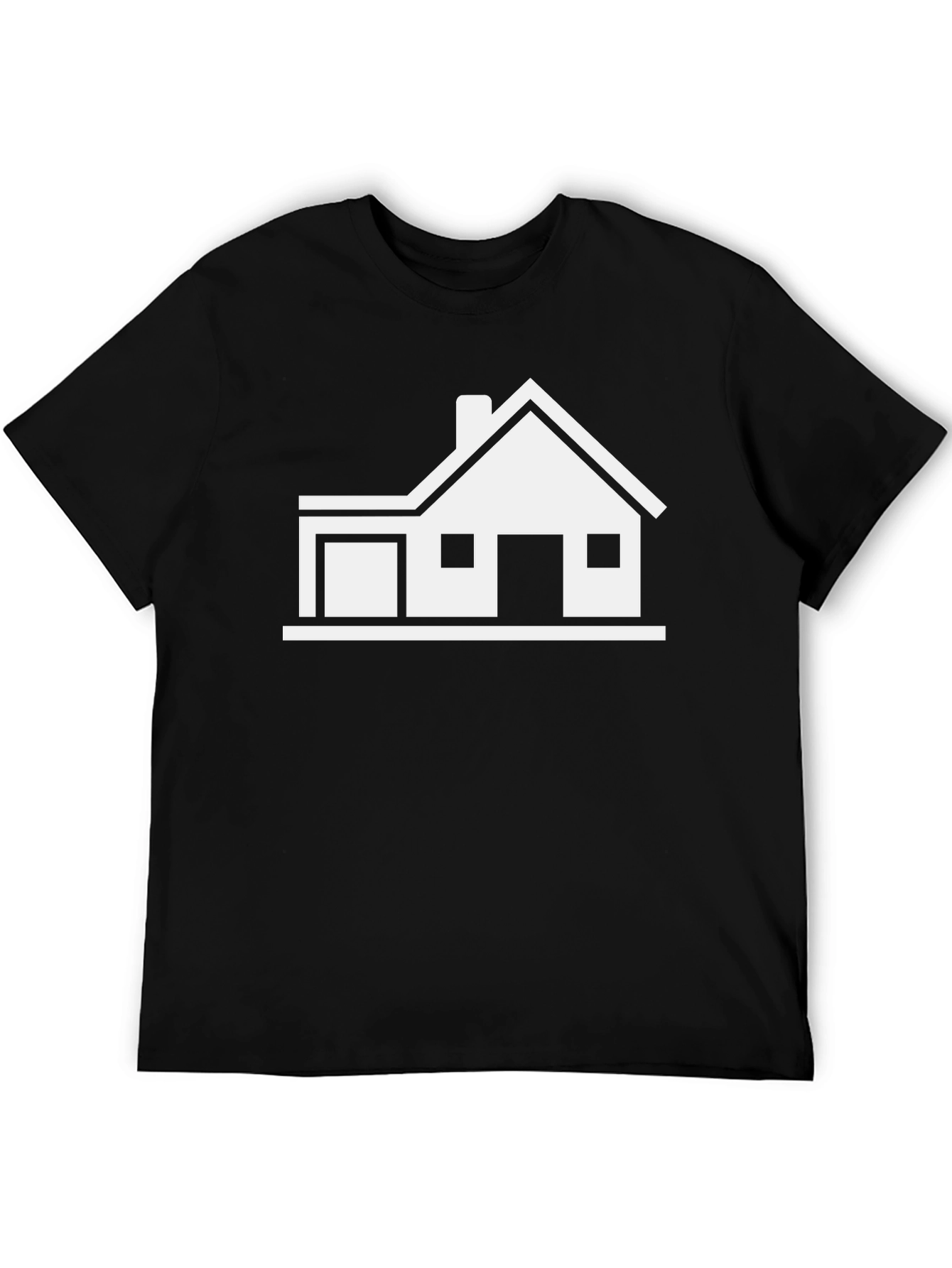 Modern House Graphic Tee - Black Cotton Blend T-Shirt