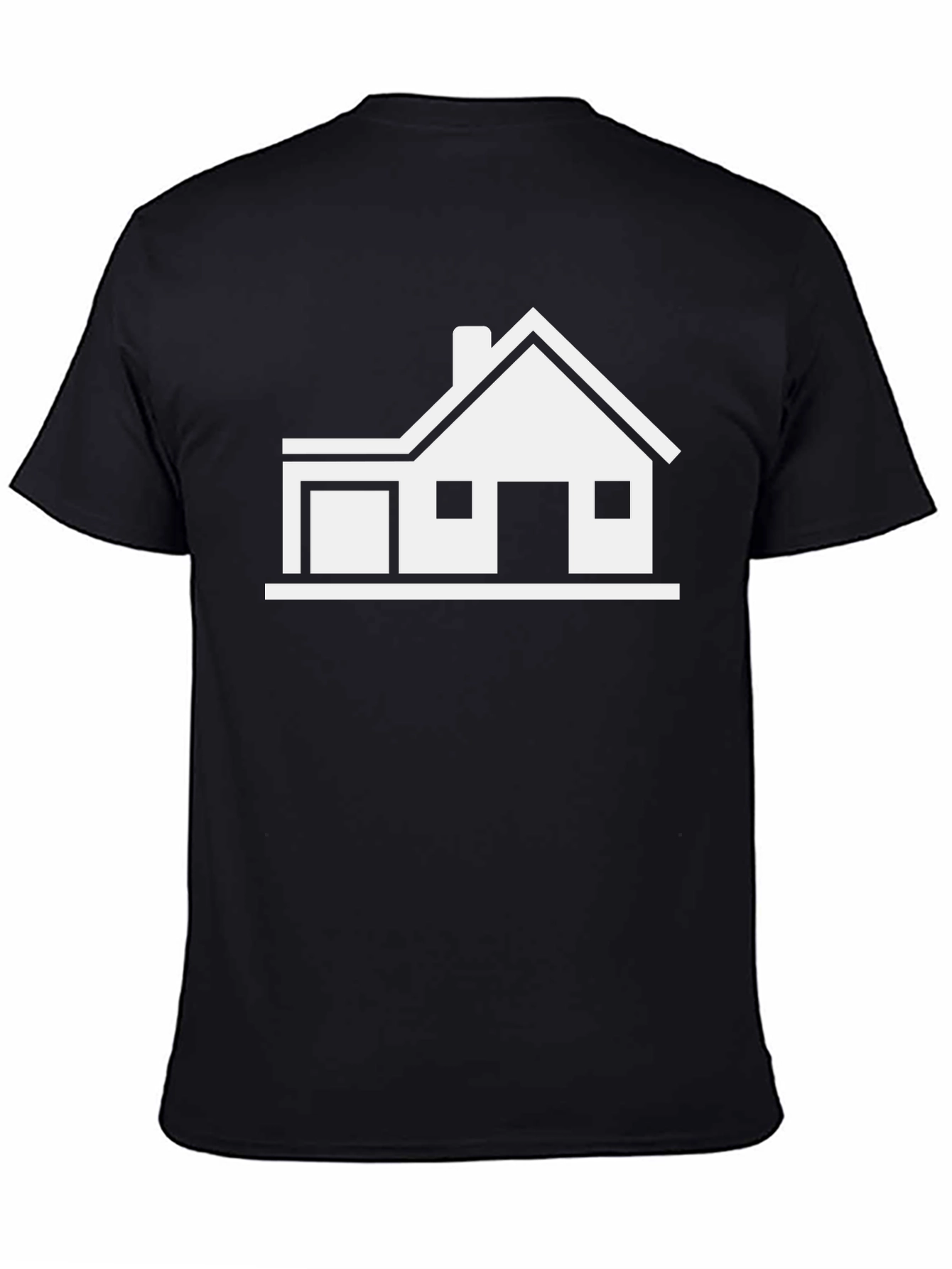 Modern House Graphic Tee - Black Cotton Blend T-Shirt