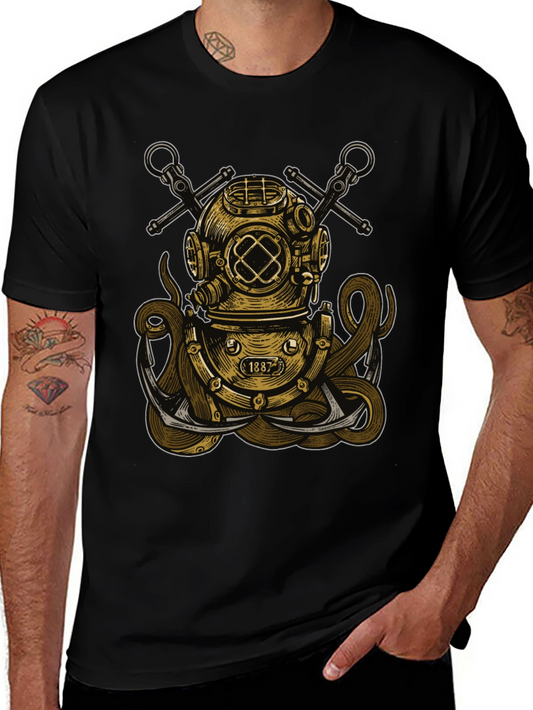 Vintage Diver Helmet Octopus T-Shirt