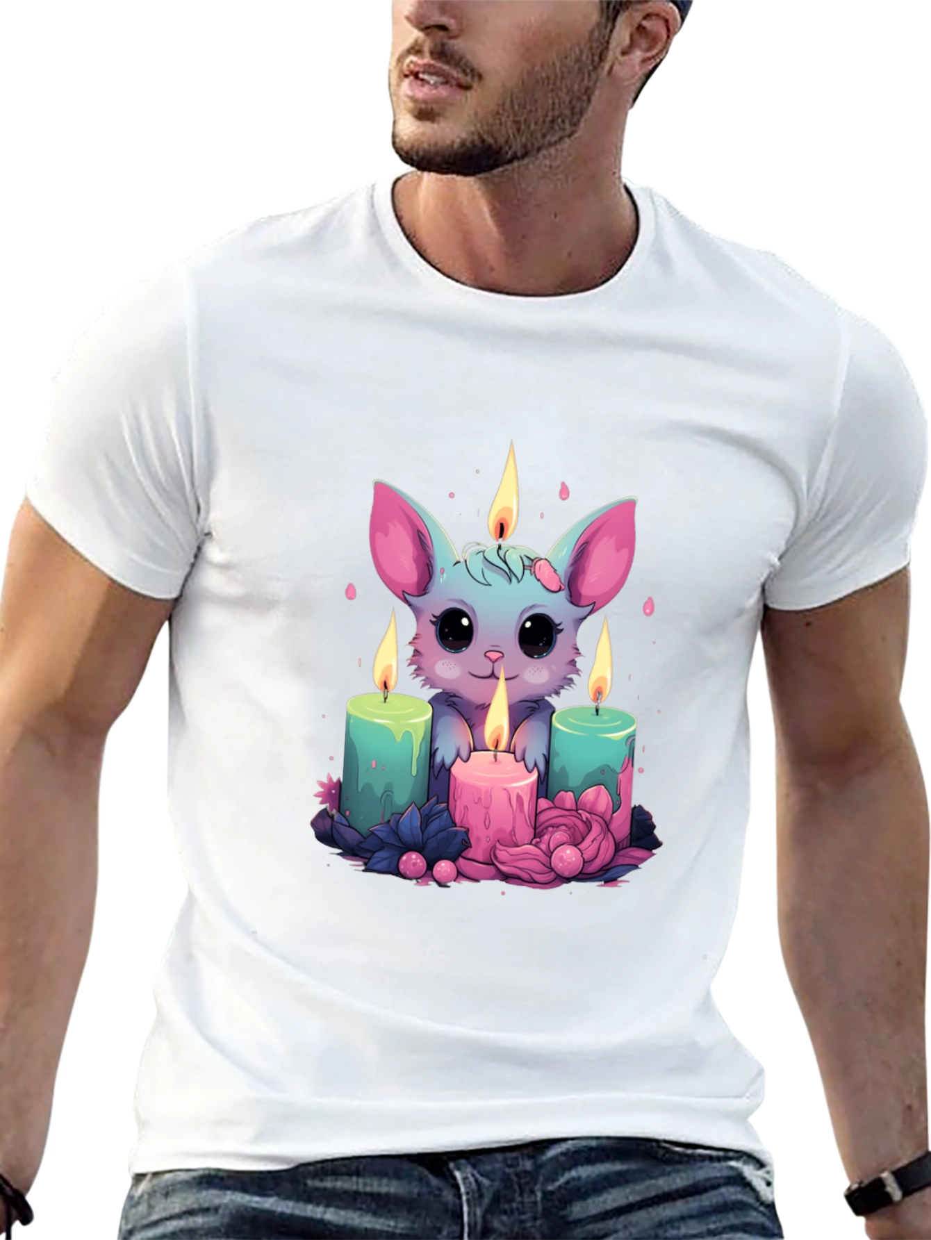 Cute Cartoon Bat Candlelight T-Shirt