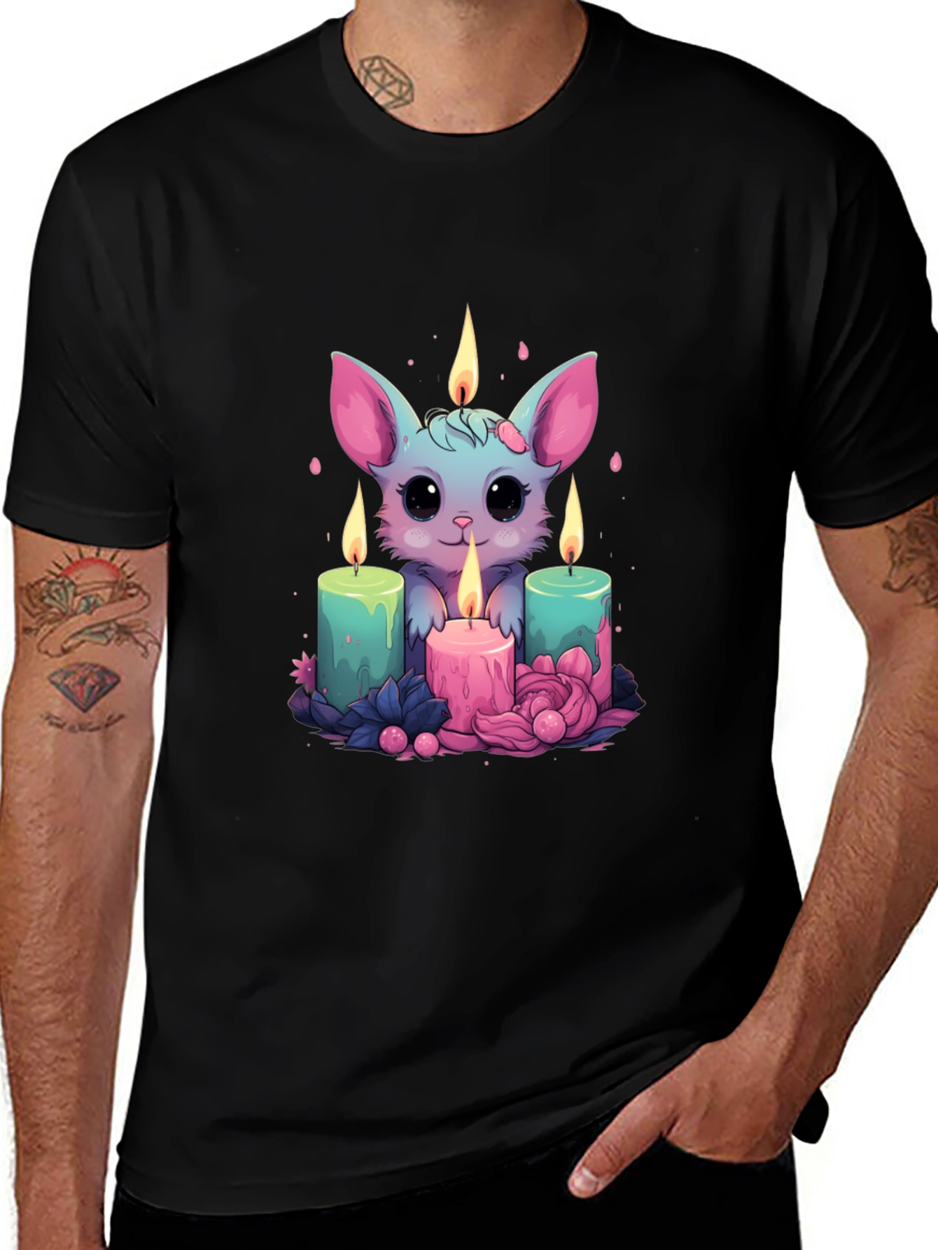 Cute Cartoon Bat Candlelight T-Shirt